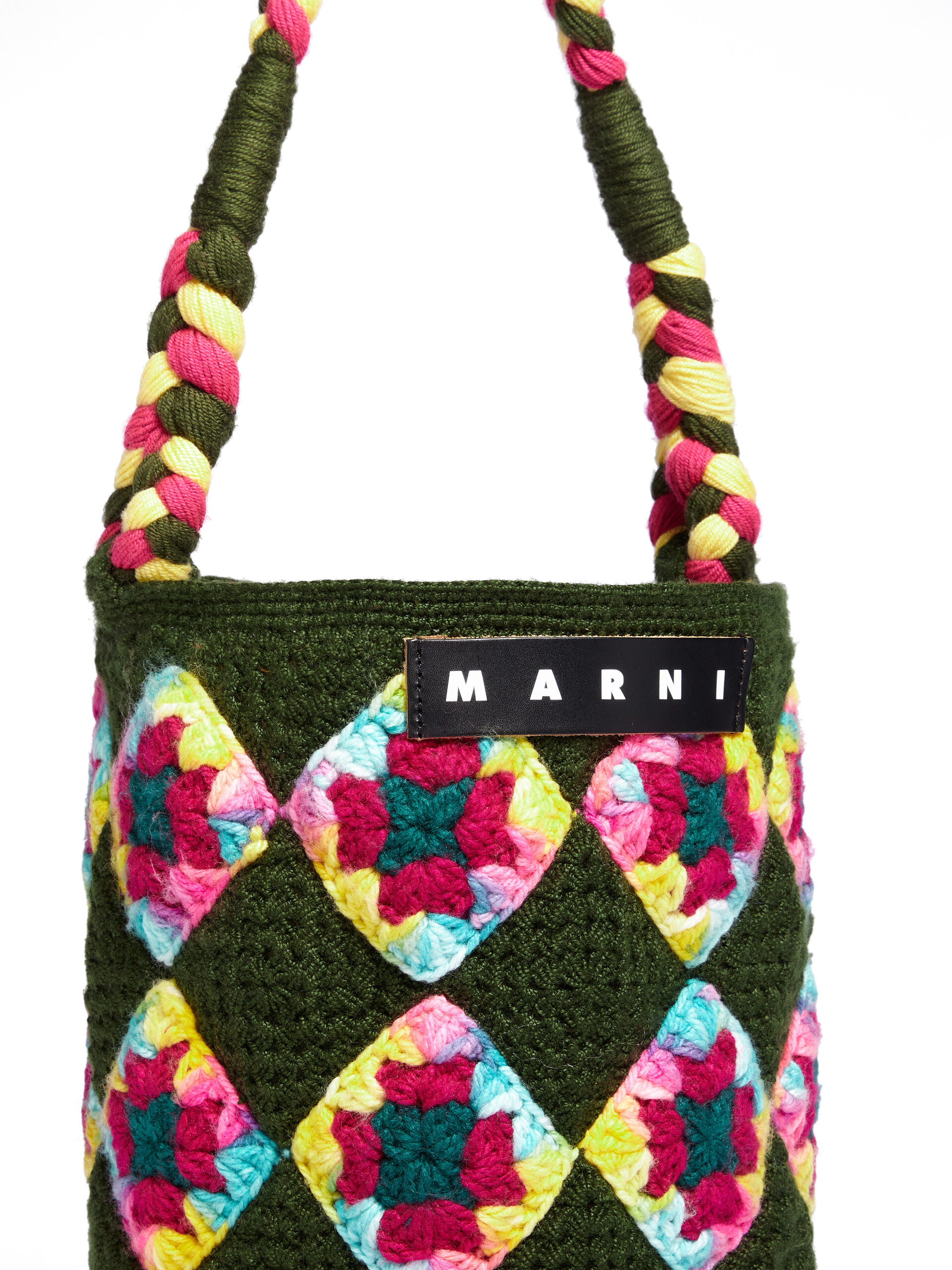Large green Marni Market multicoloured crochet bag - Shopping Bags - Image 4