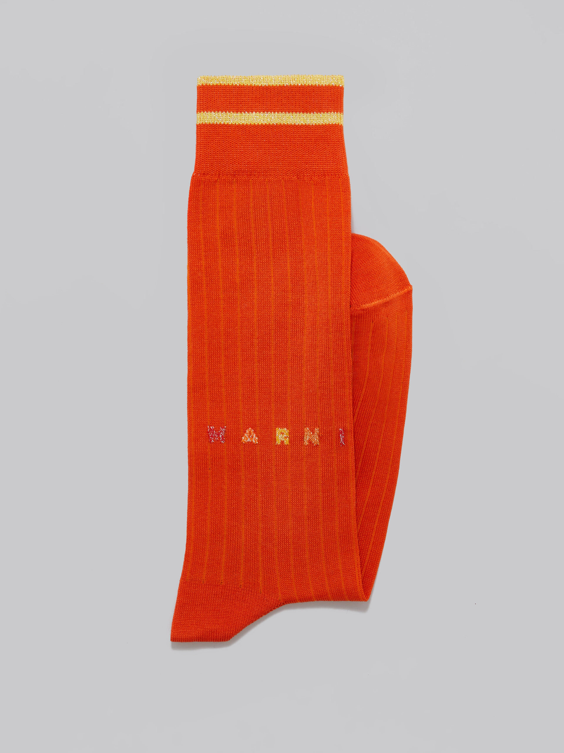 Red cotton socks with Lurex logo - Socks - Image 2