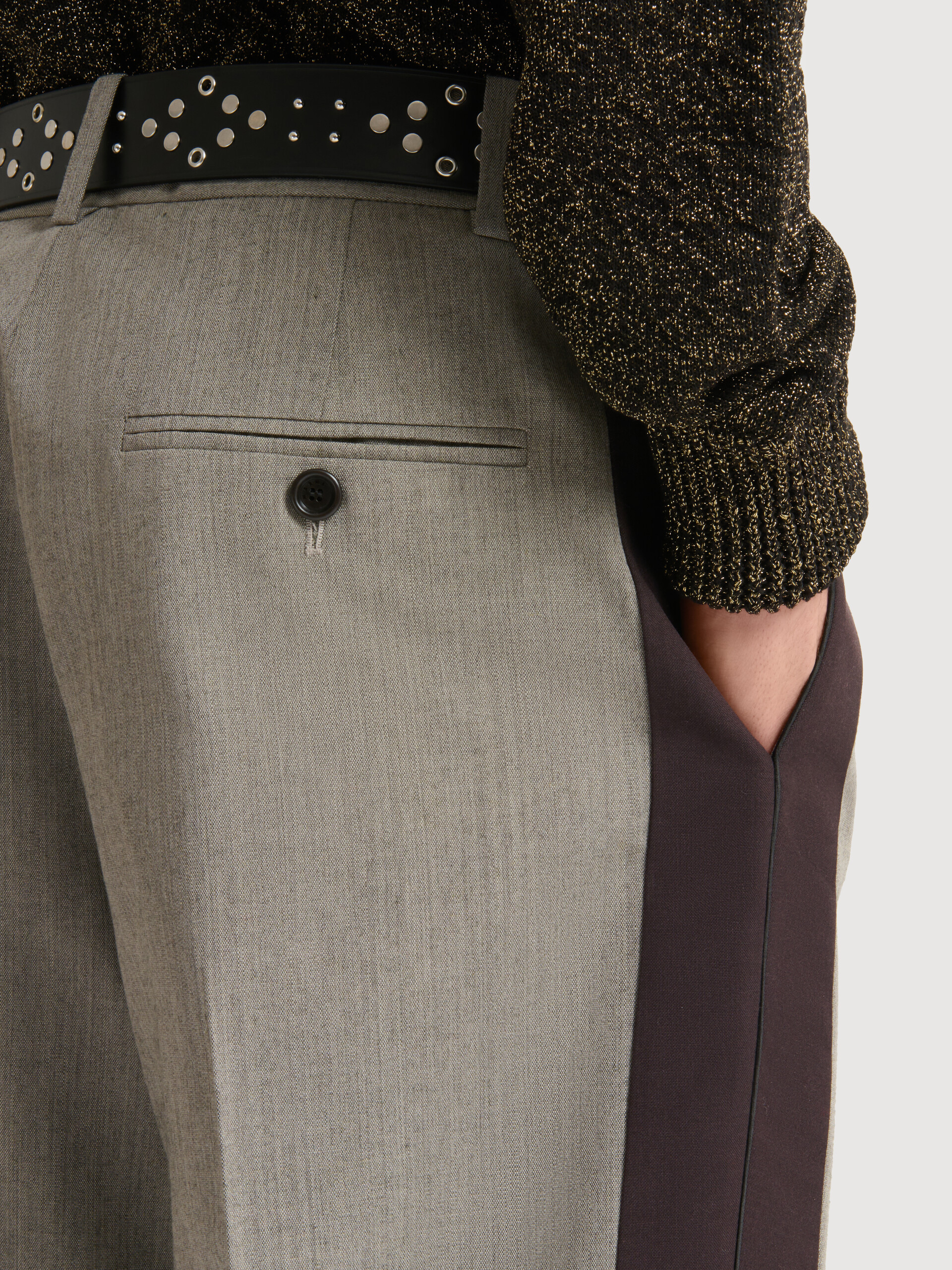 Wool trousers with contrast side bands - Pants - Image 5