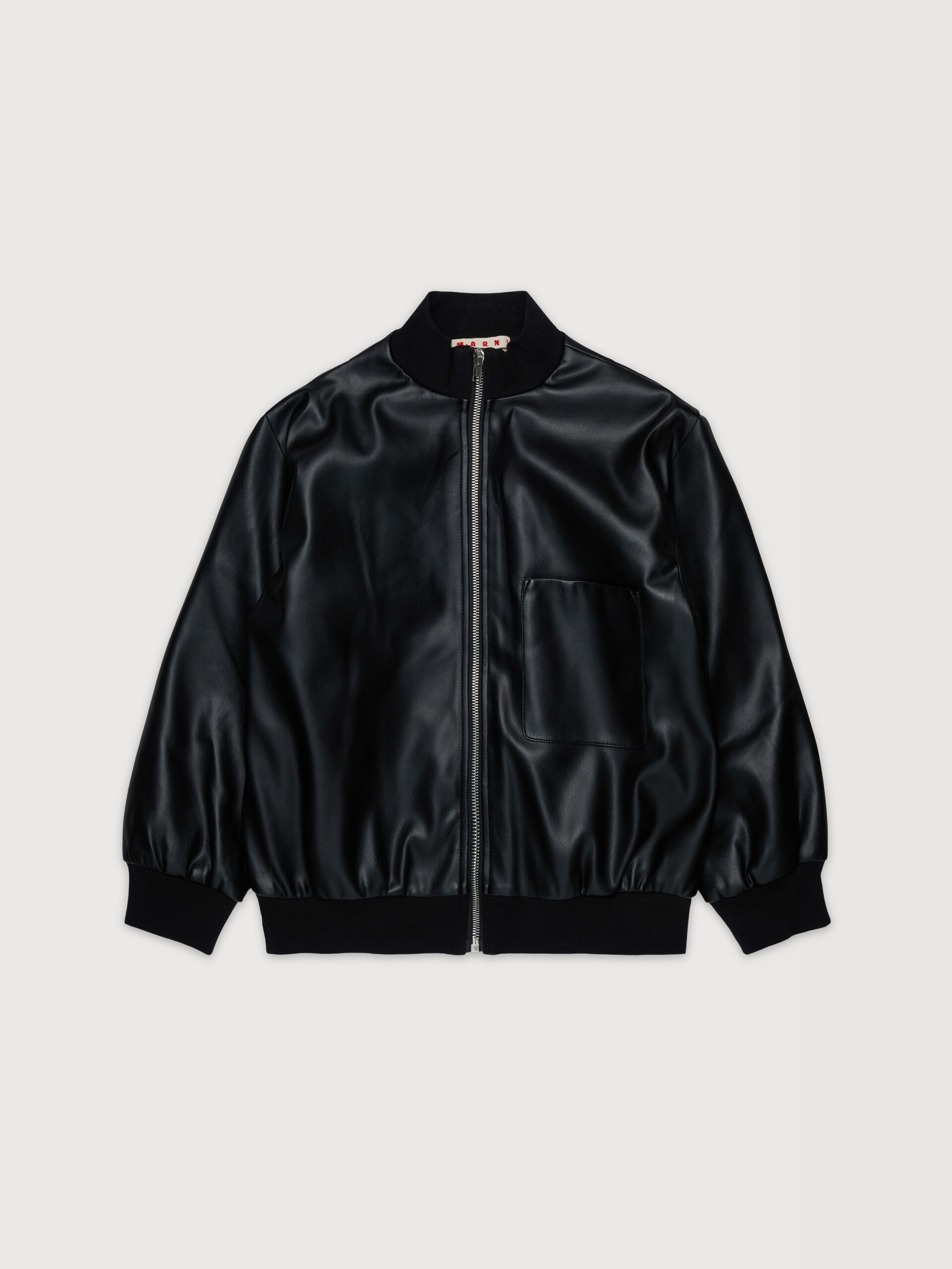 Blouson aviateur en tissu enduit noir avec broderie Marni - Manteaux - Image 1