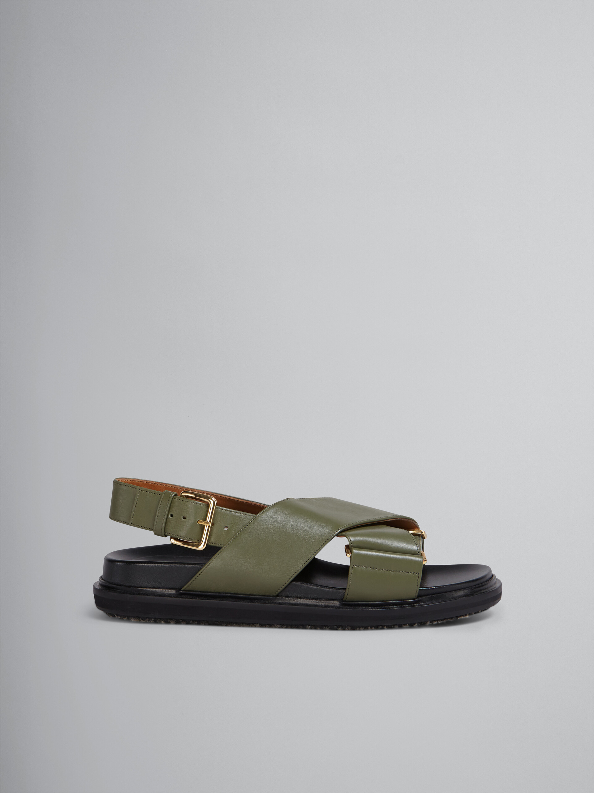 Green smooth calf leather fussbett - Sandals - Image 1