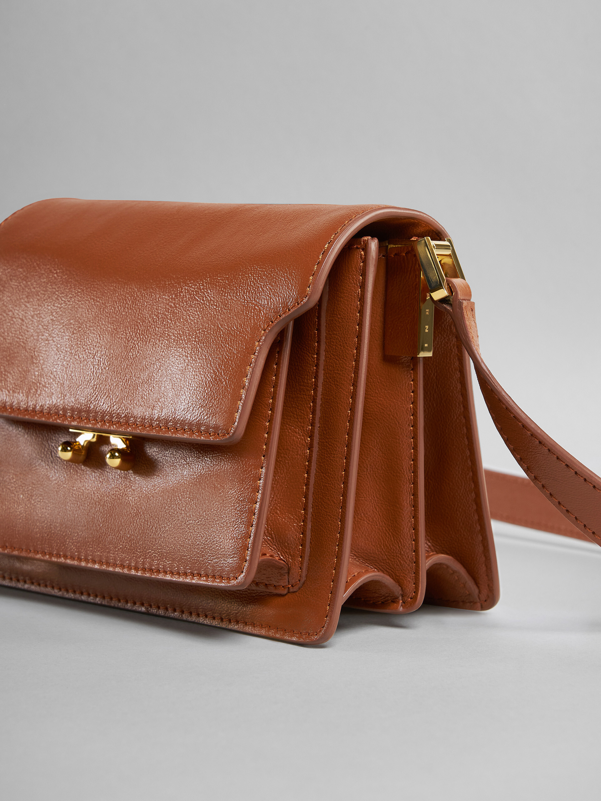 TRUNK SOFT mini bag in brown leather - Shoulder Bags - Image 5