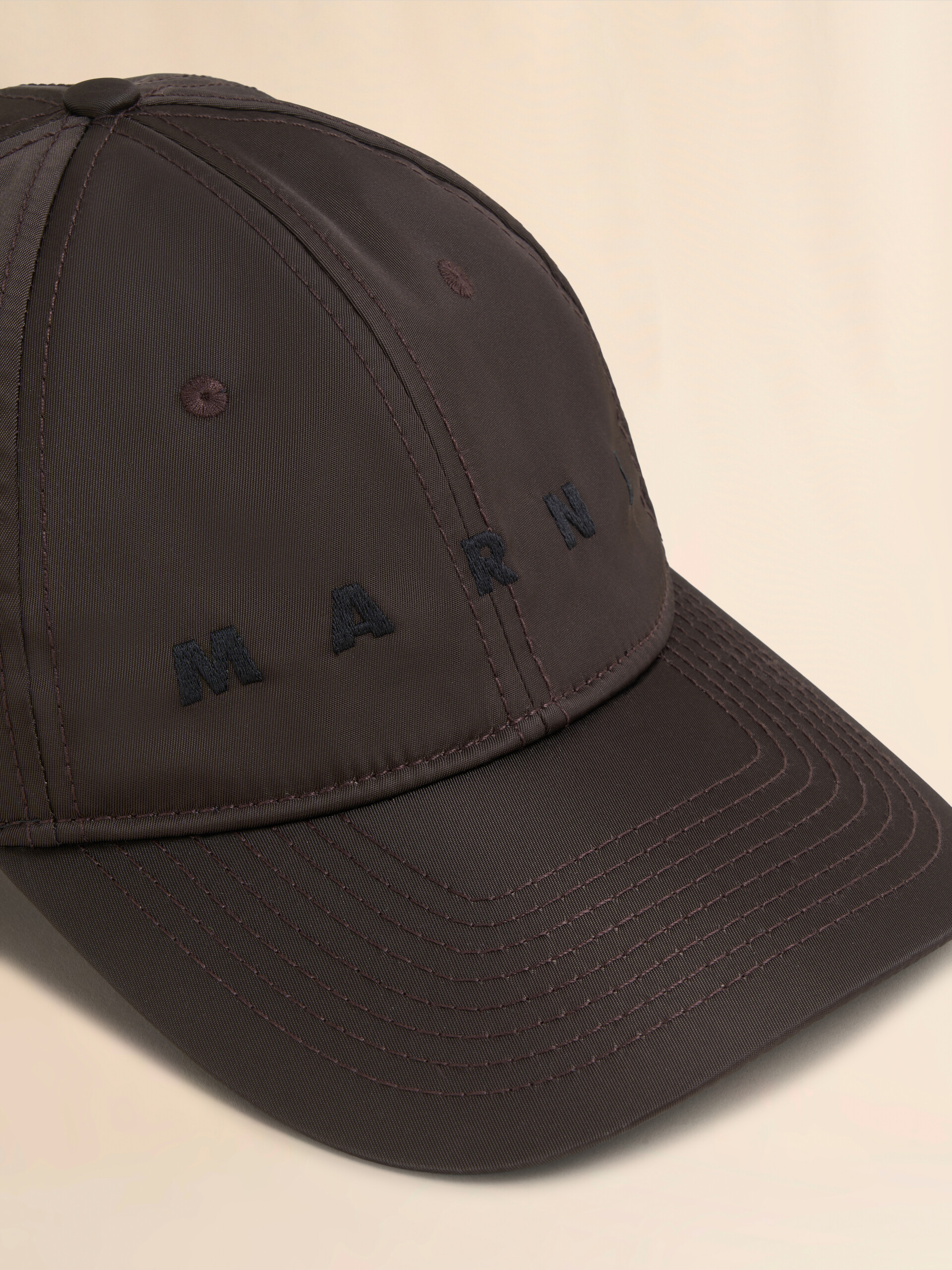 Brown twill baseball cap with logo | Marni