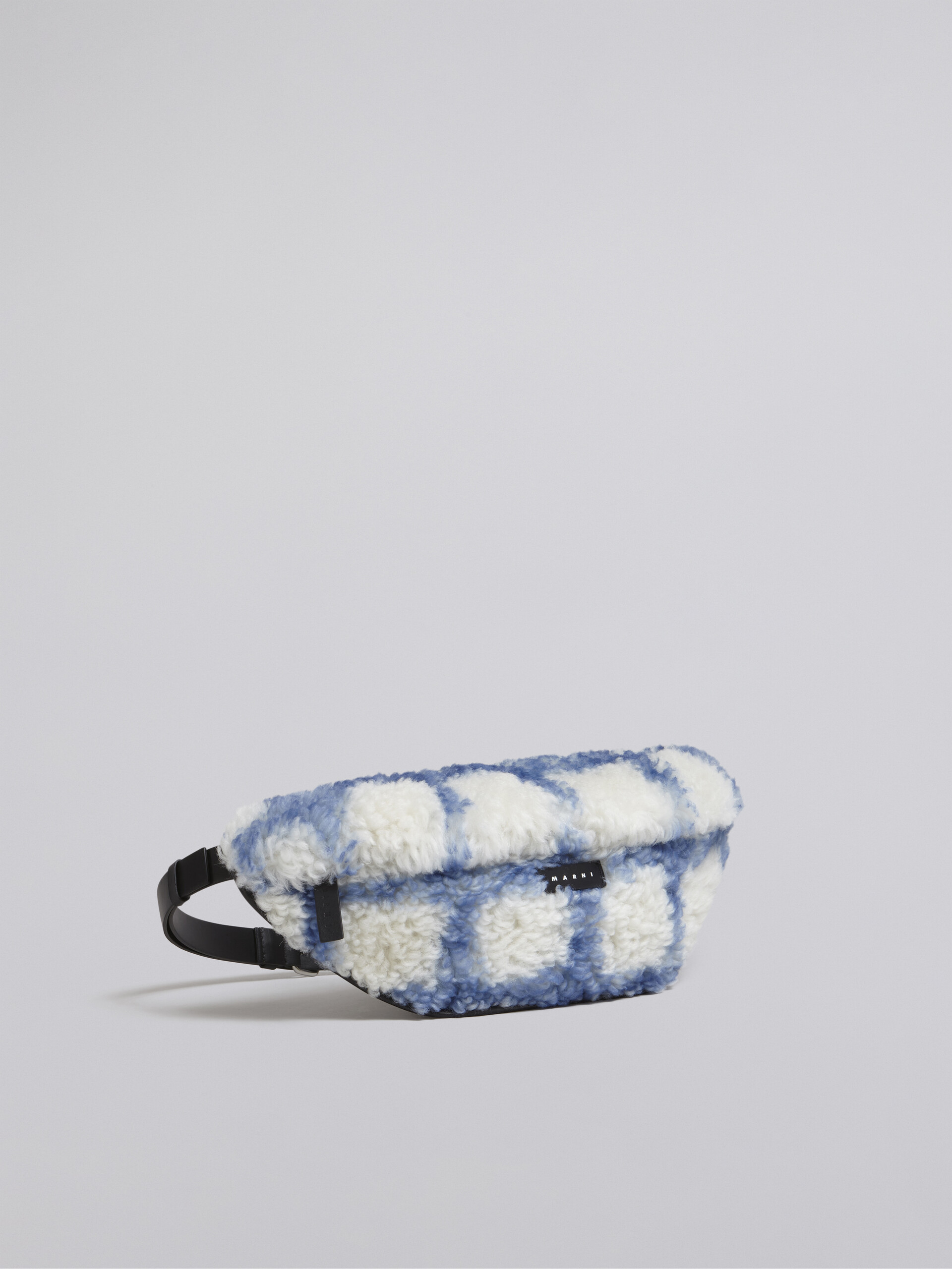 Suede and shearling belt bag with check sprayed motif - Belt Bags - Image 6