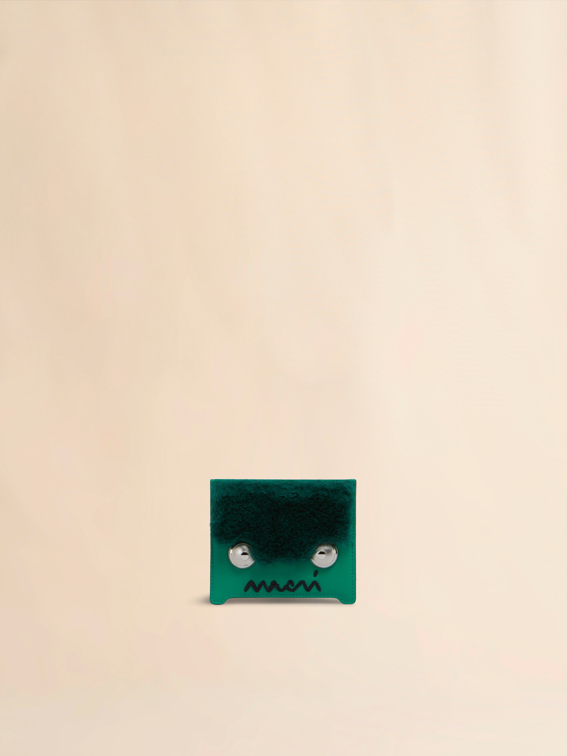 Kartenetui aus grünem Leder mit Marni Symbol Stickerei - Brieftaschen - Image 1