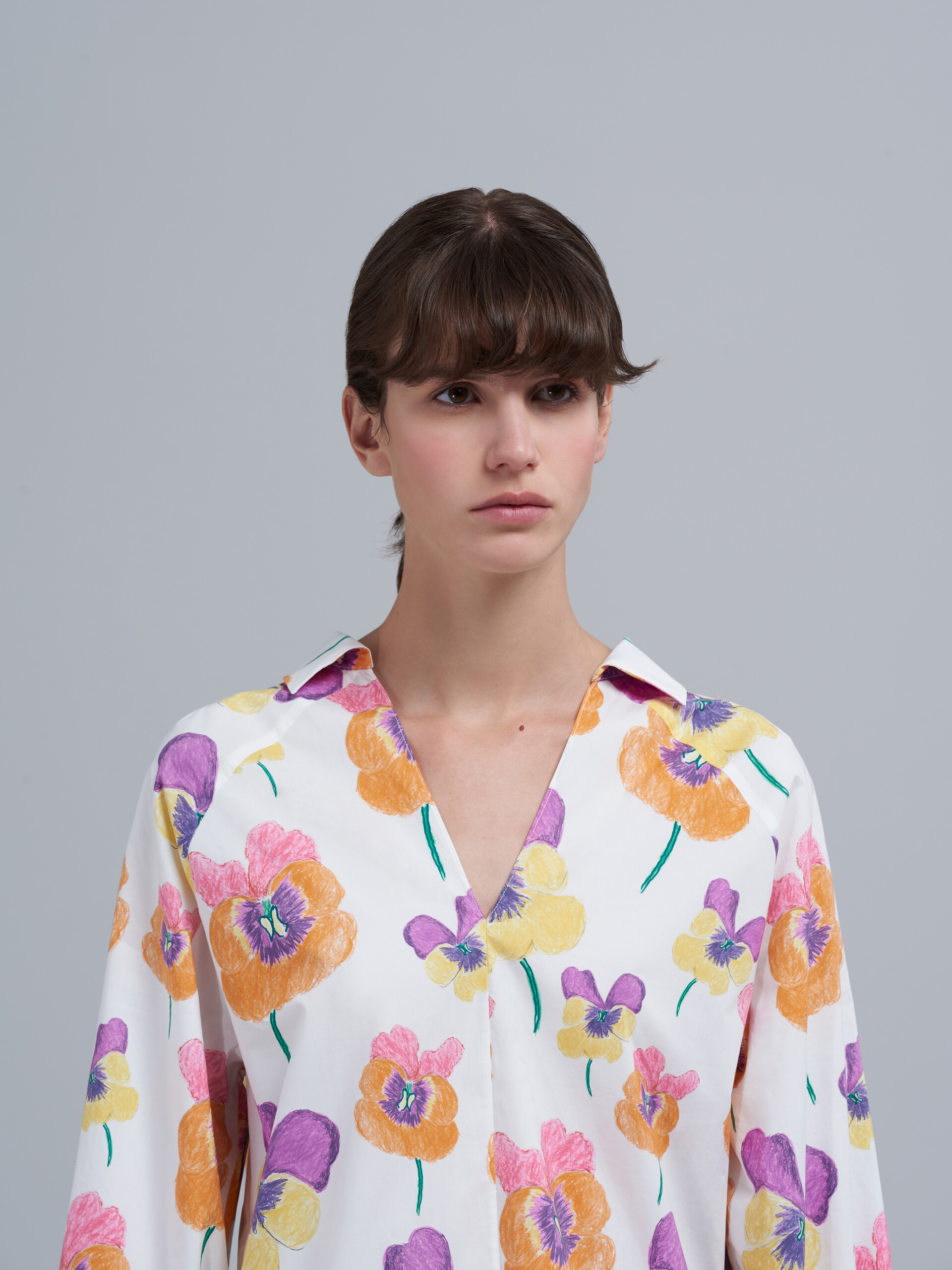 Pansies print poplin blouse - Shirts - Image 4