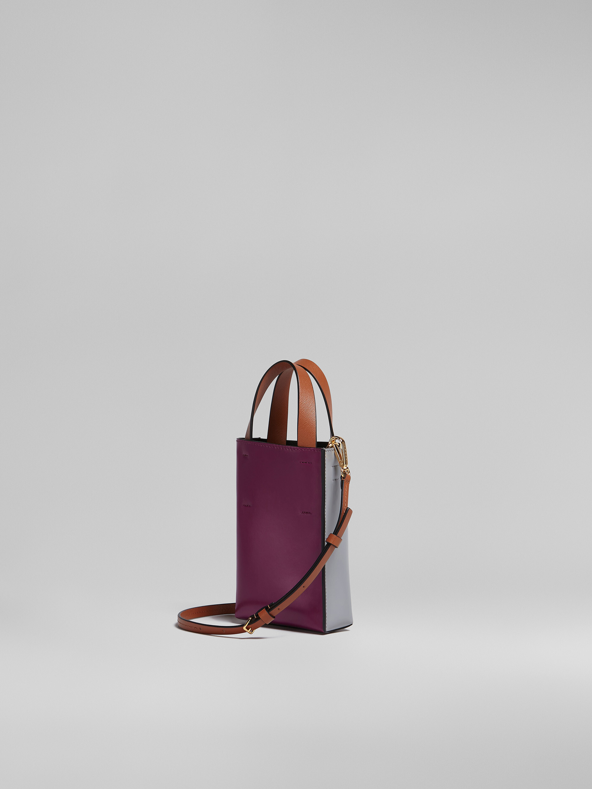 MUSEO nano bag in grey and purple leather - Shopping Bags - Image 3