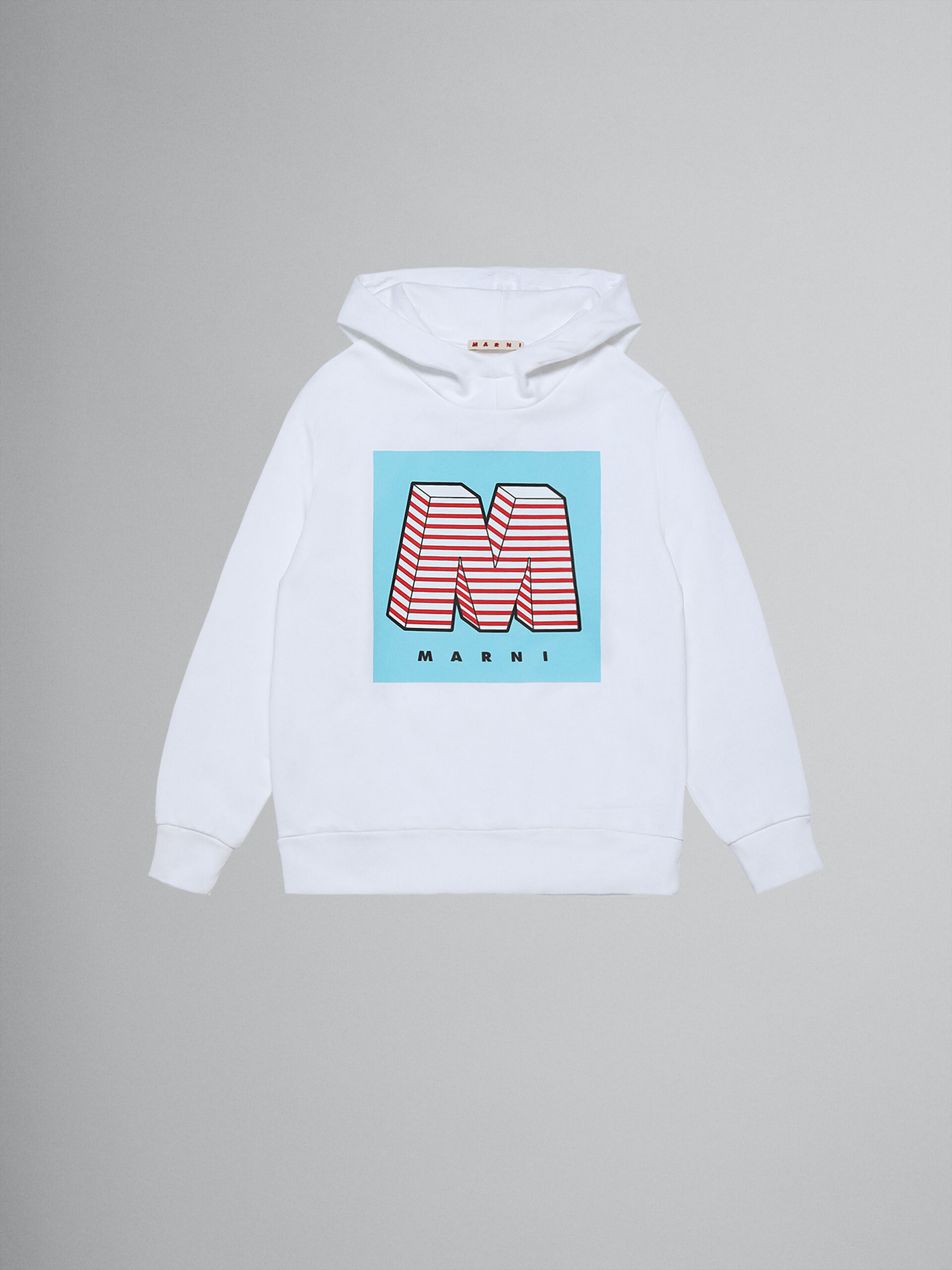 "M" 화이트 스웨트 셔츠 코튼 후드 - Sweaters - Image 1