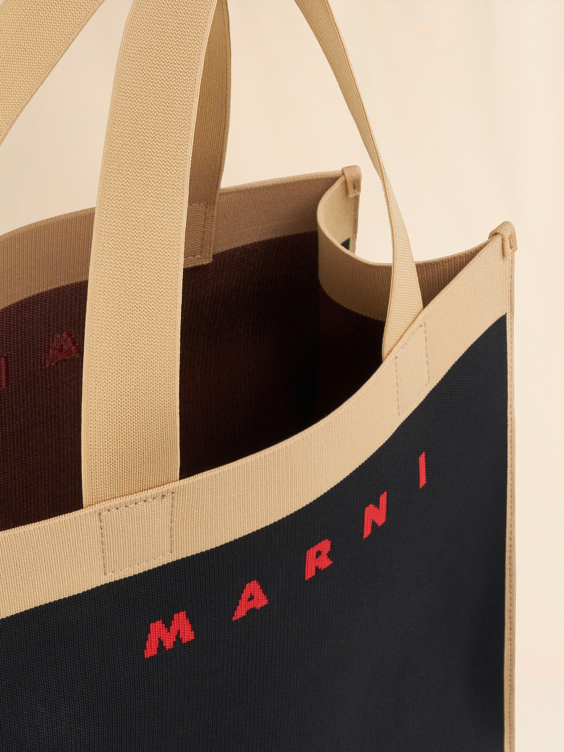 Black and beige Jacquard Shopping Bag - Shopping Bags - Image 3