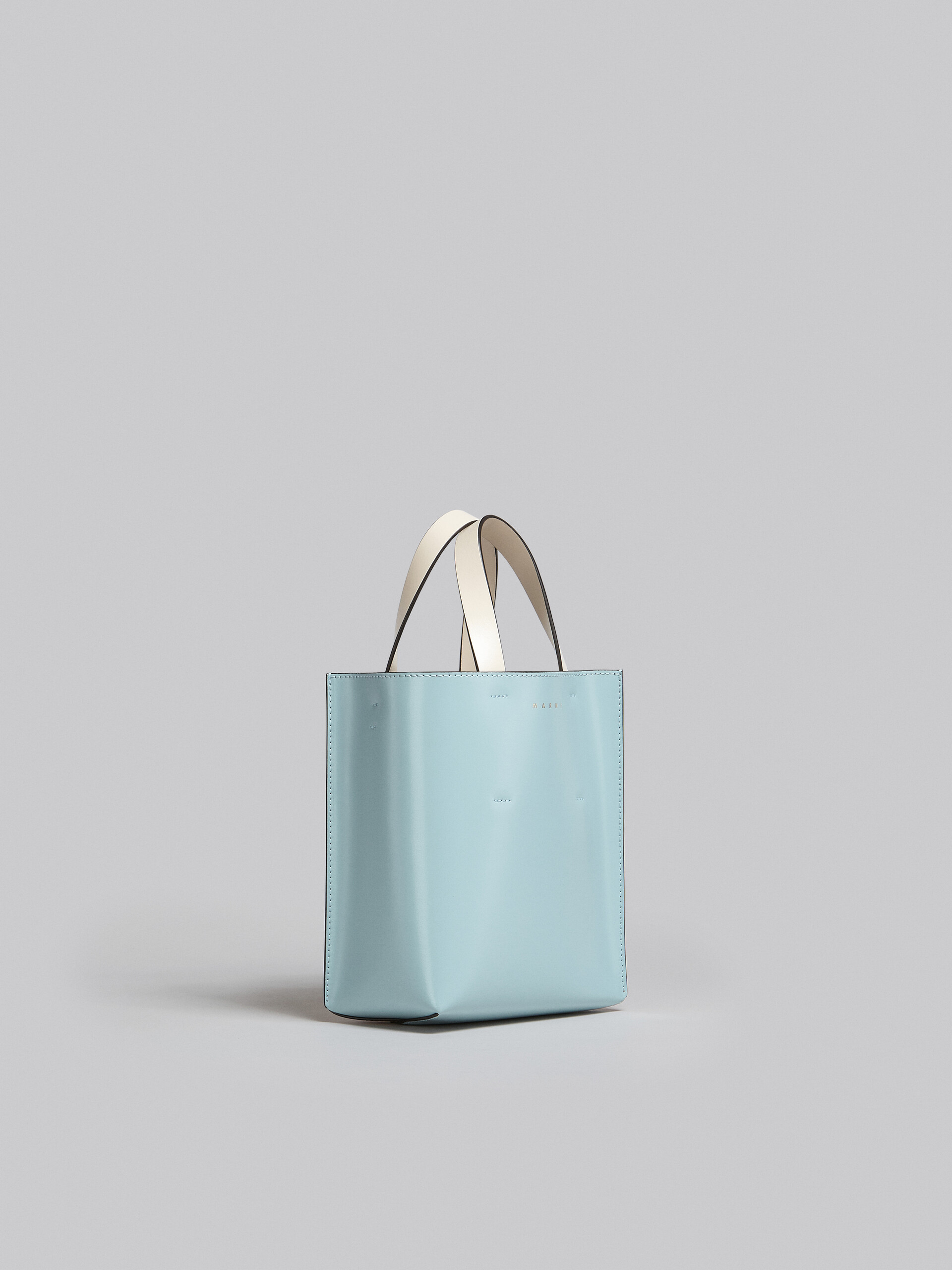 Museo Mini Bag in light blue orange and white leather - Shopping Bags - Image 6