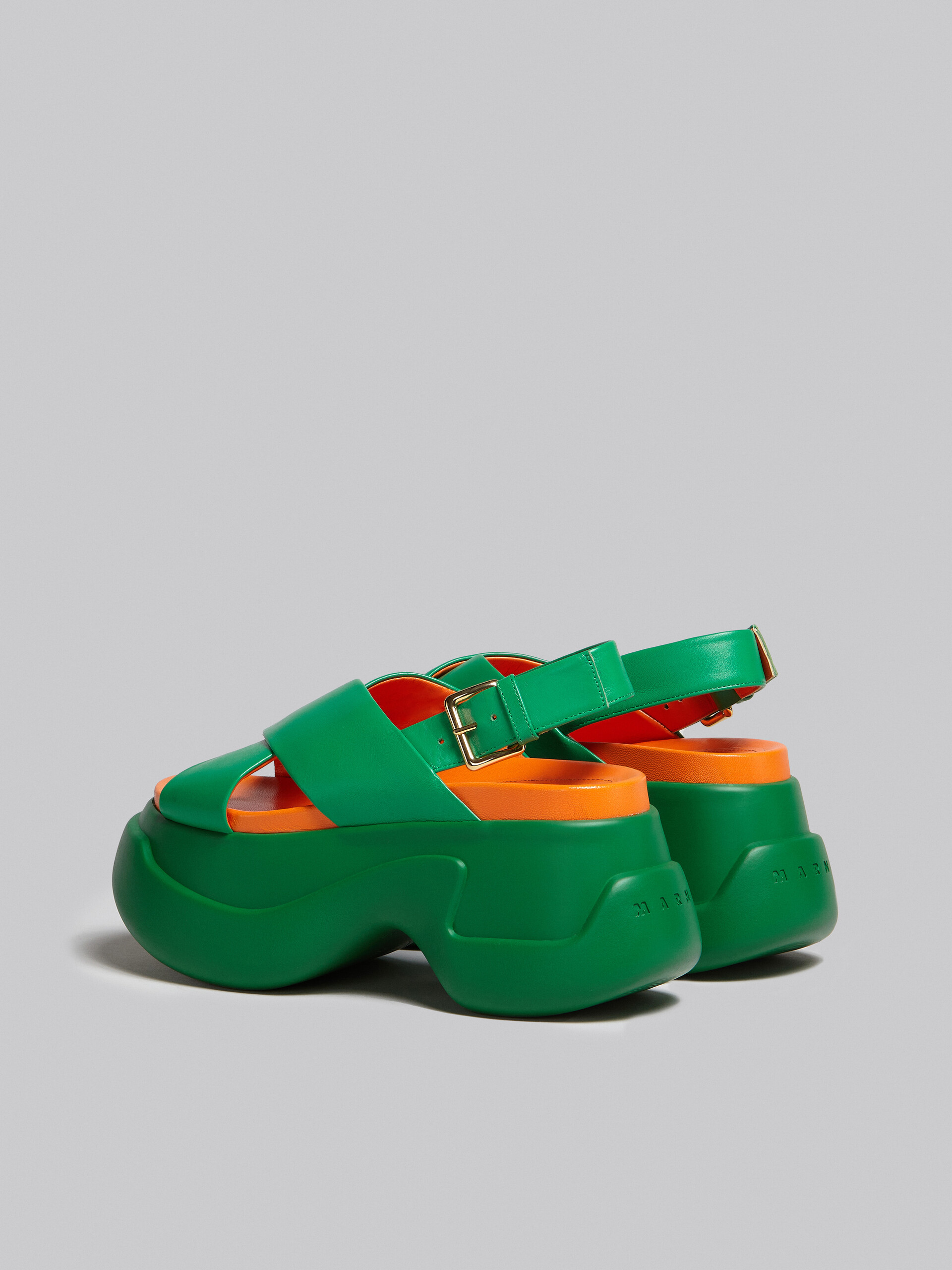 Green leather criss-cross Aras 23 sandal - Sandals - Image 3