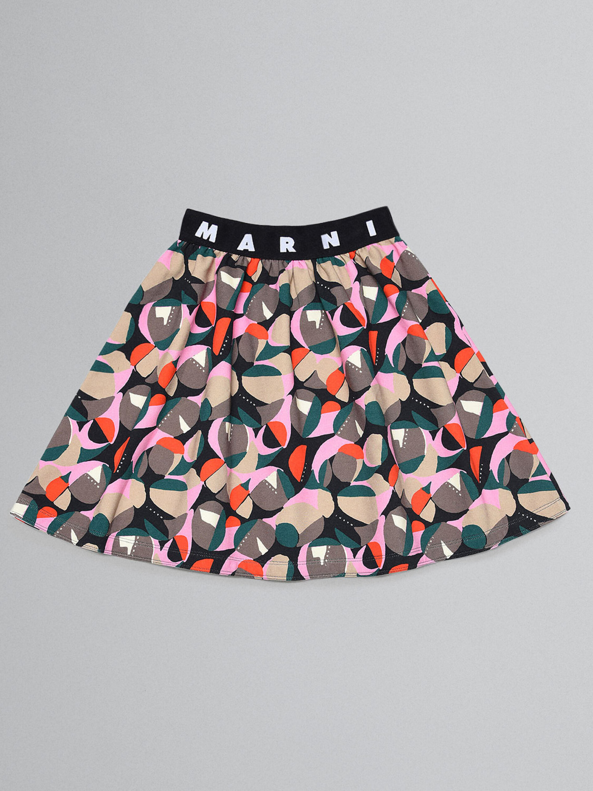 Black French terry skirt with Abstract print - Skirts - Image 1