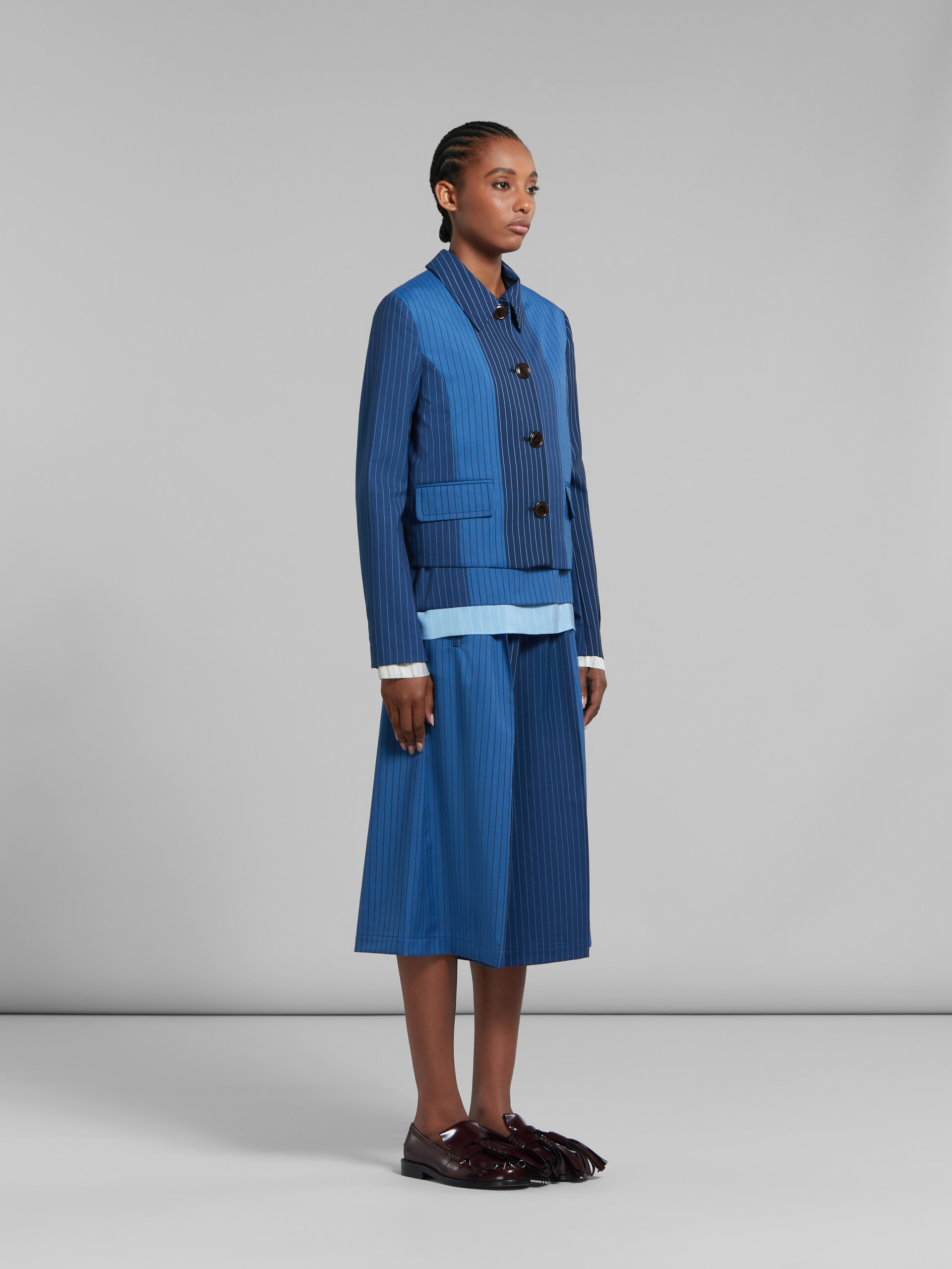Blue dégradé pinstripe wool jacket - Jackets - Image 6