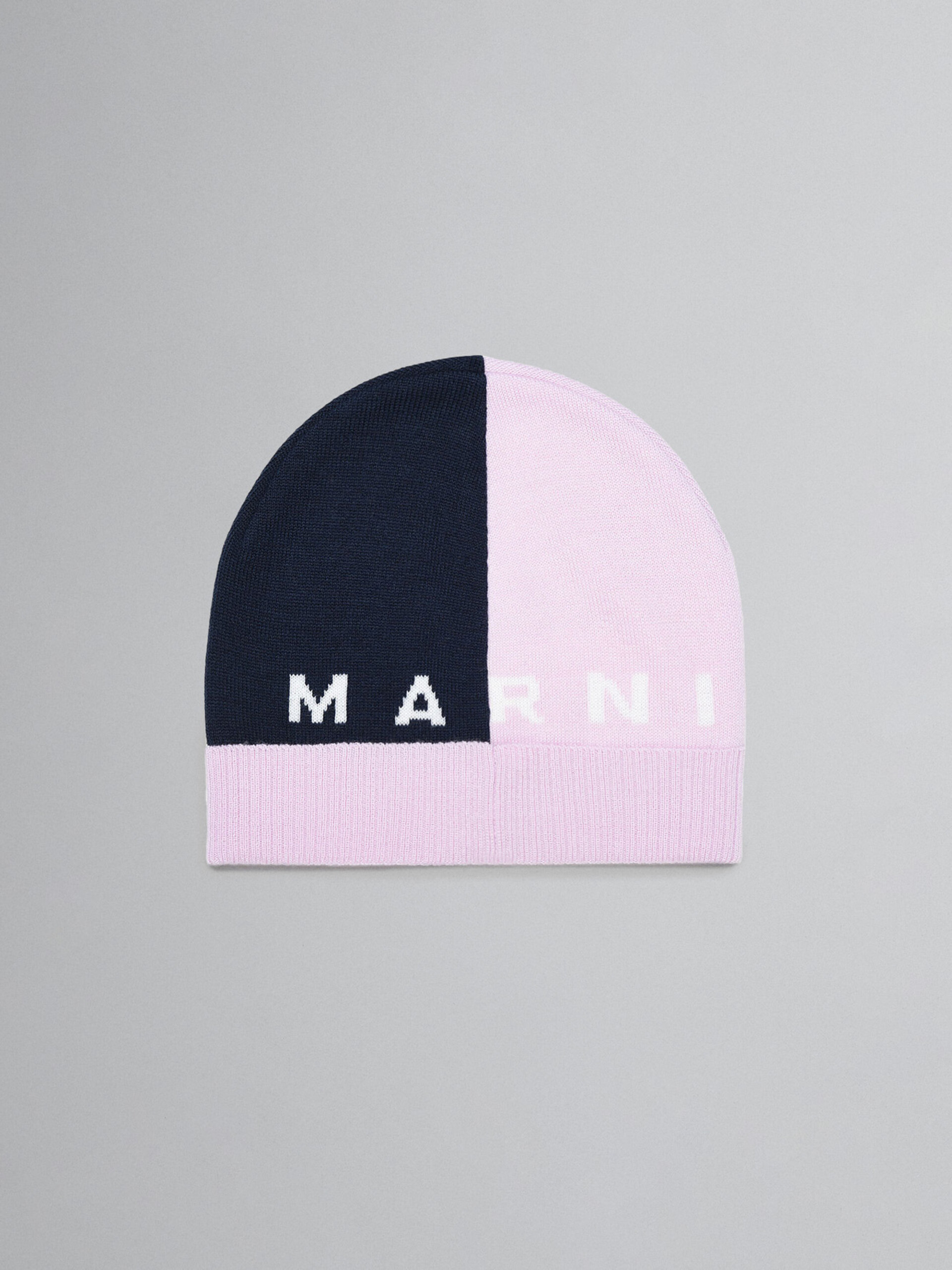 Pink colour-block beanie with "Marni" intarsia - Caps - Image 2