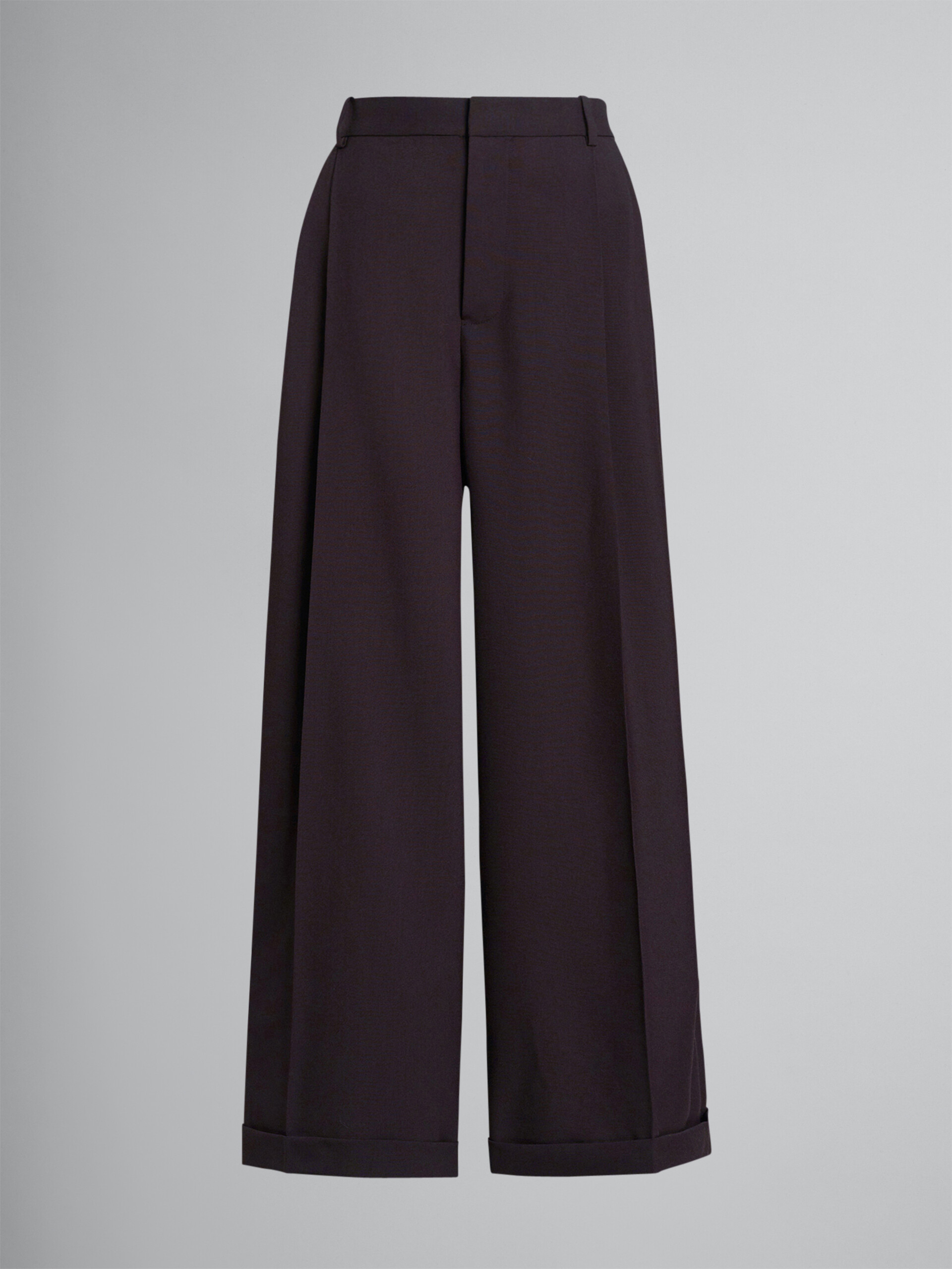 Brown tropical wool palazzo pants - Pants - Image 1