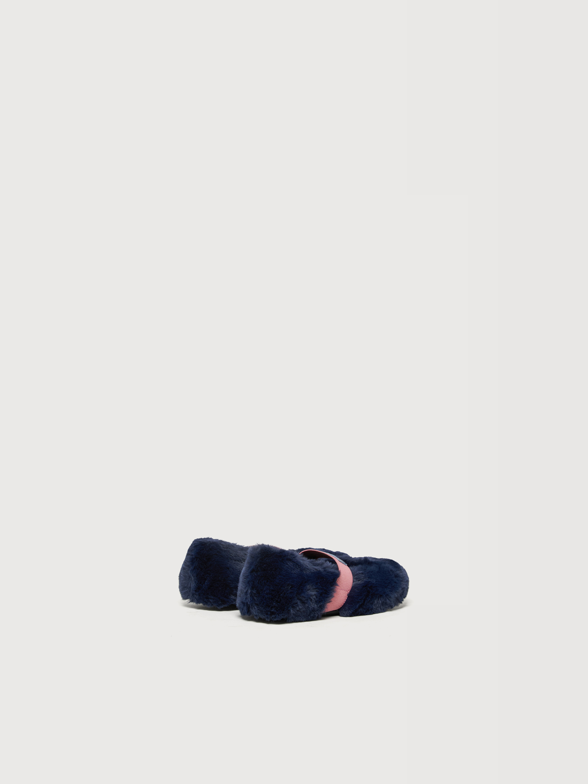 Blue faux fur ballerinas with logo elastic strap - Sneakers - Image 3