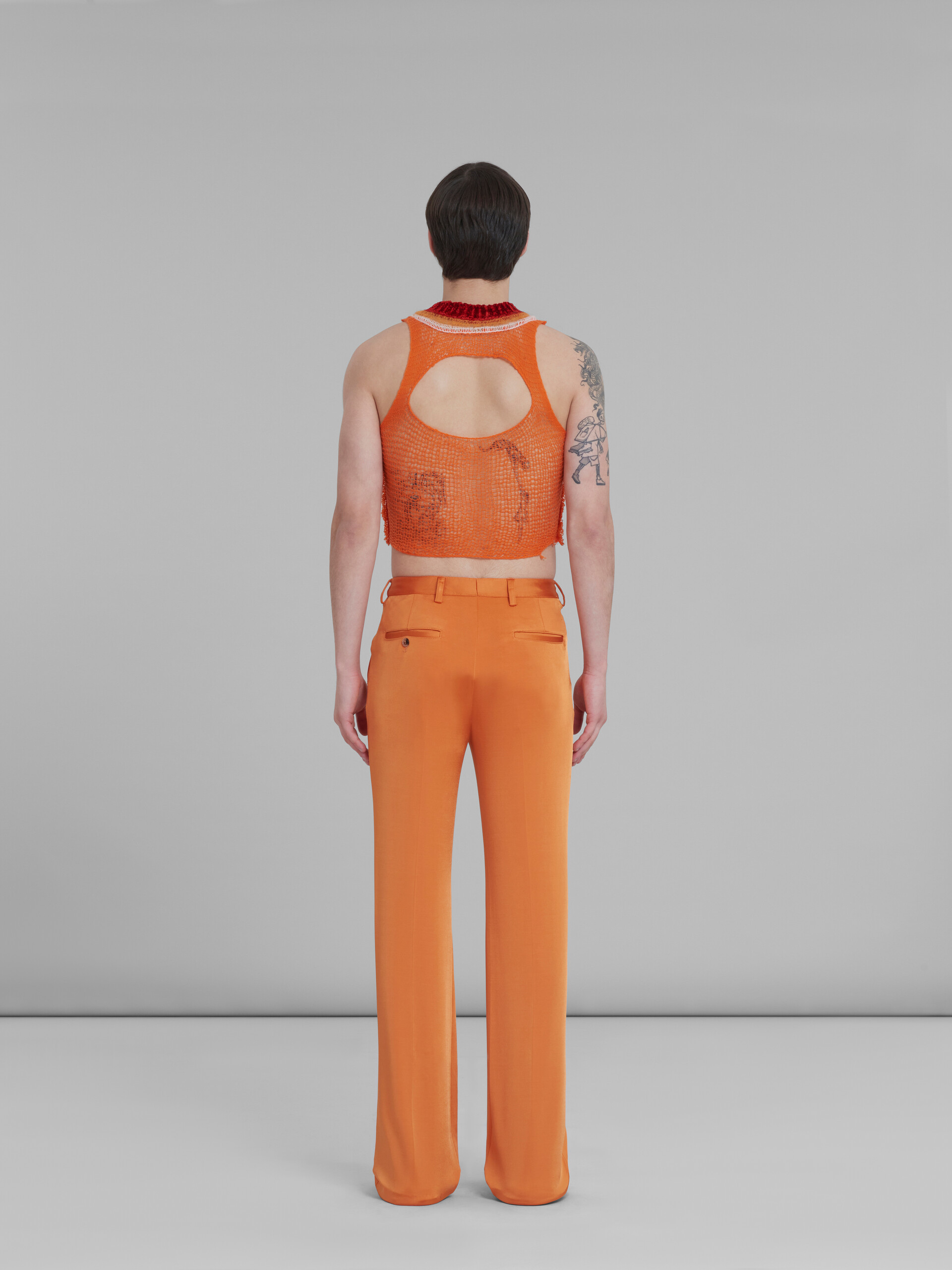 Orange stretch viscose organzine trousers - Pants - Image 3