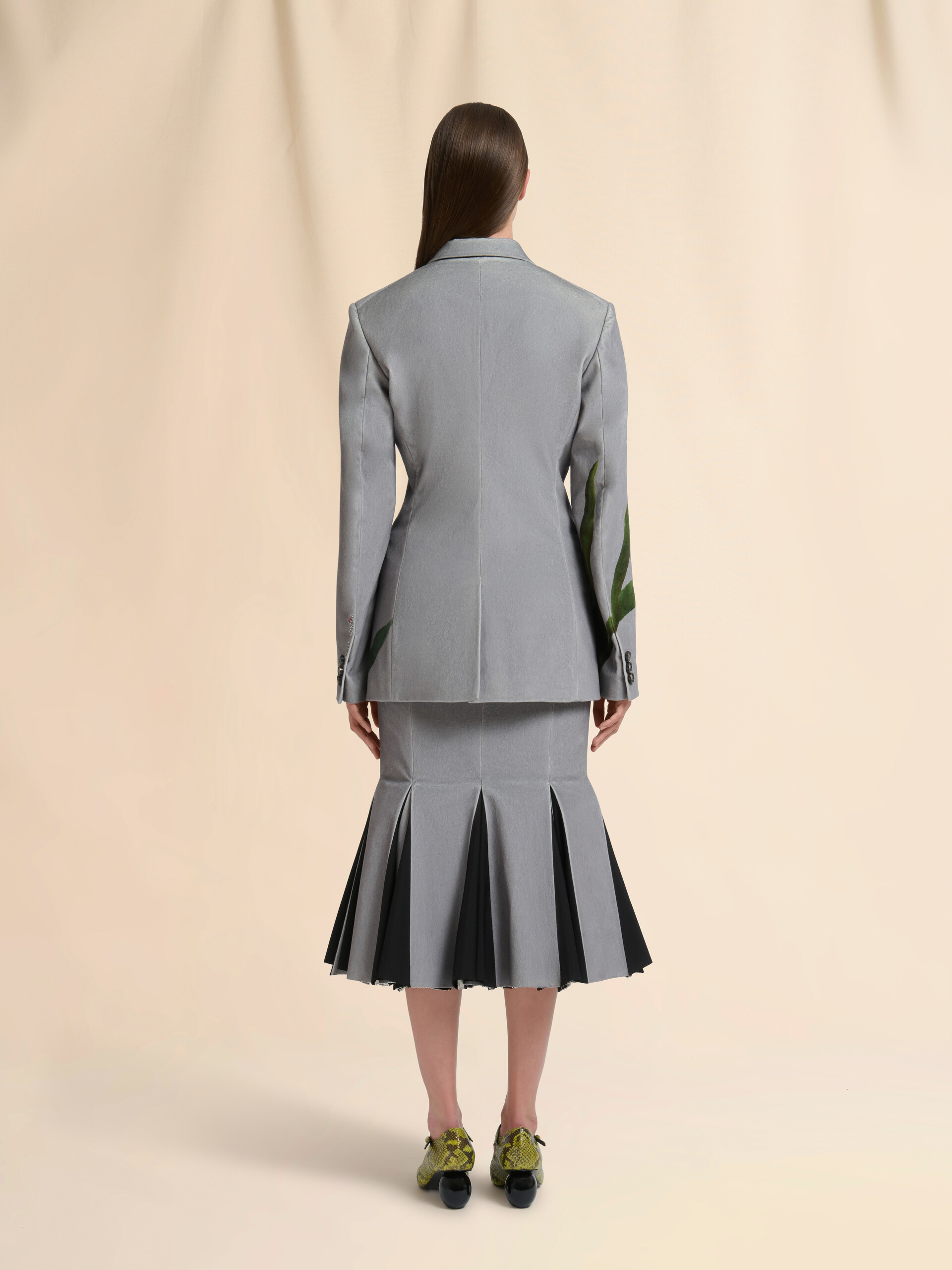 Grey velvet blazer with tulip print - Jackets - Image 3