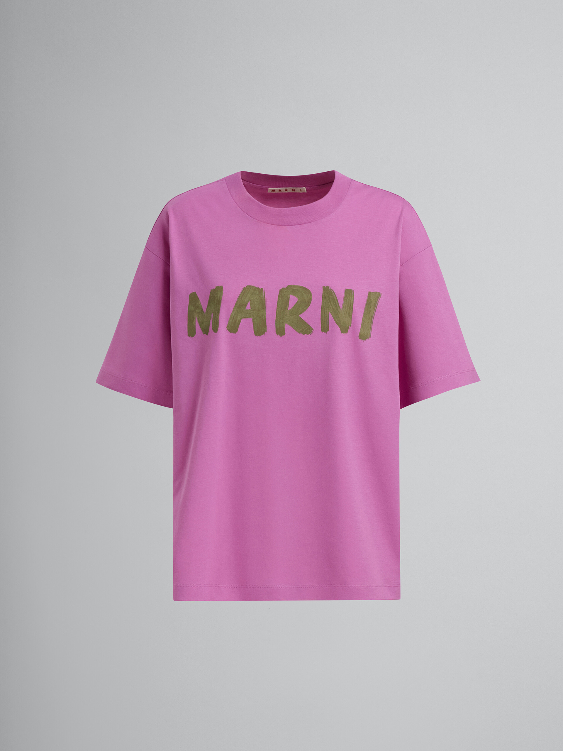 Pink logo print bio jersey T-shirt - T-shirts - Image 1