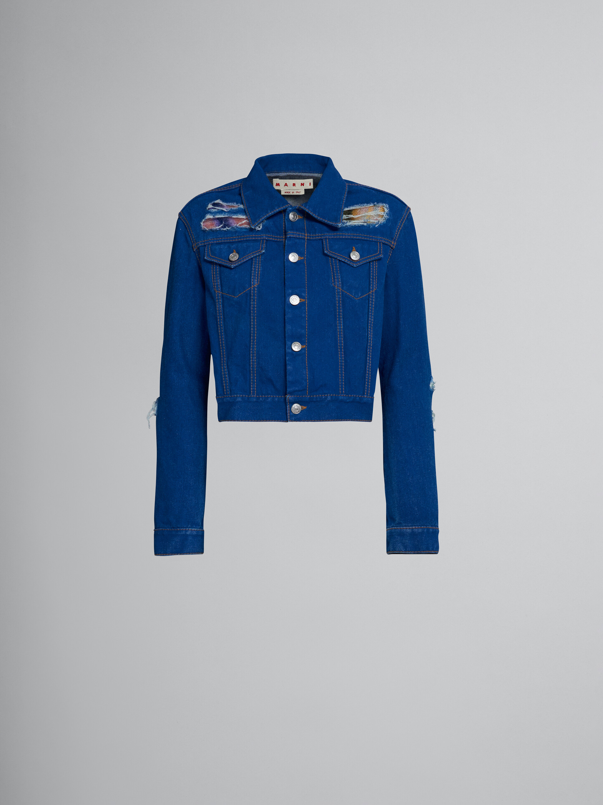 Blue denim and mohair jacket - Jackets - Image 1