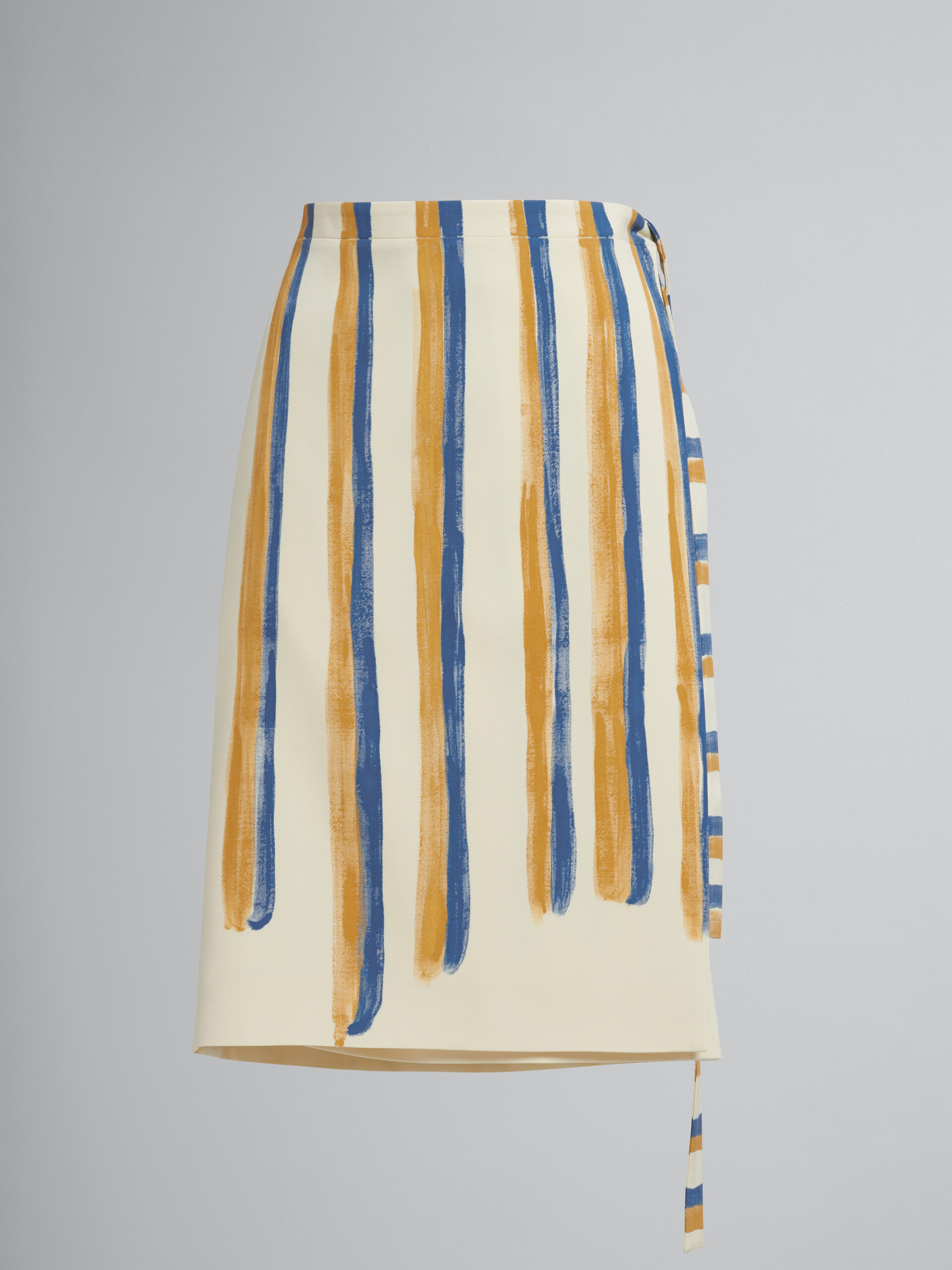 水彩画調ストライプ グレインパウダー地ラップスカート - スカート - Image 1
