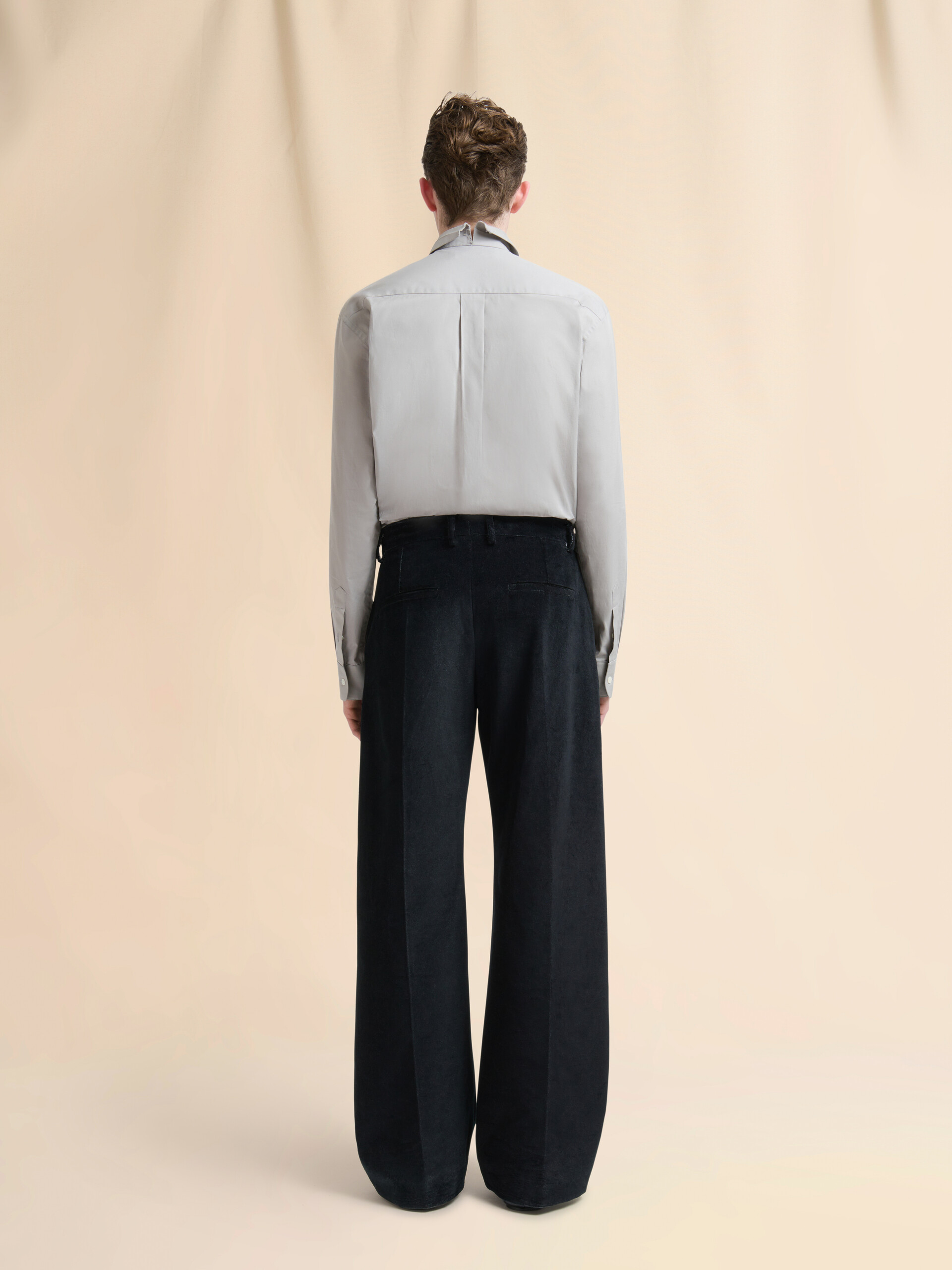 Black velvet trousers with tulip print - Pants - Image 3