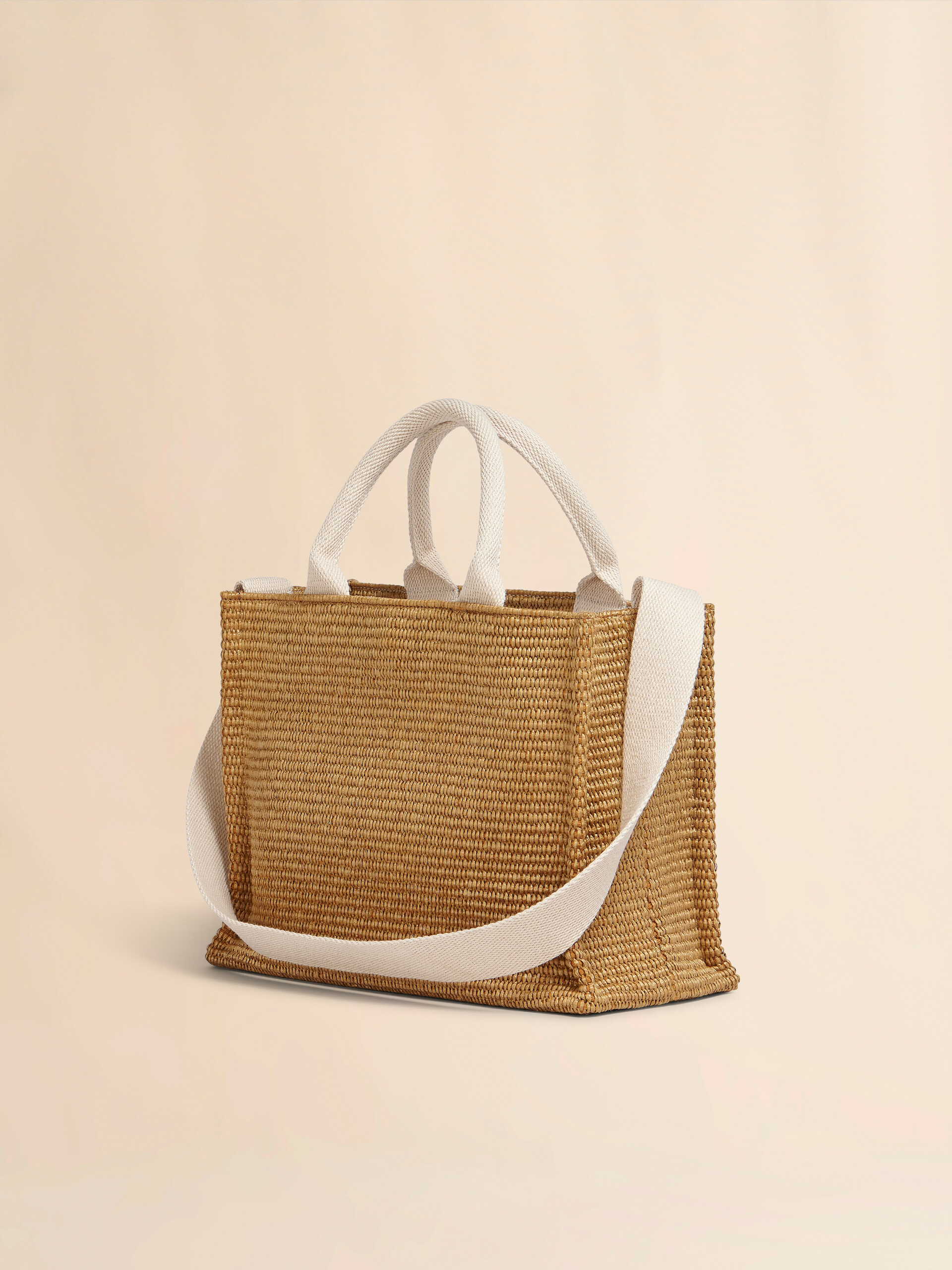 Pink raffia-effect Small Tote Bag - Shopping Bags - Image 3