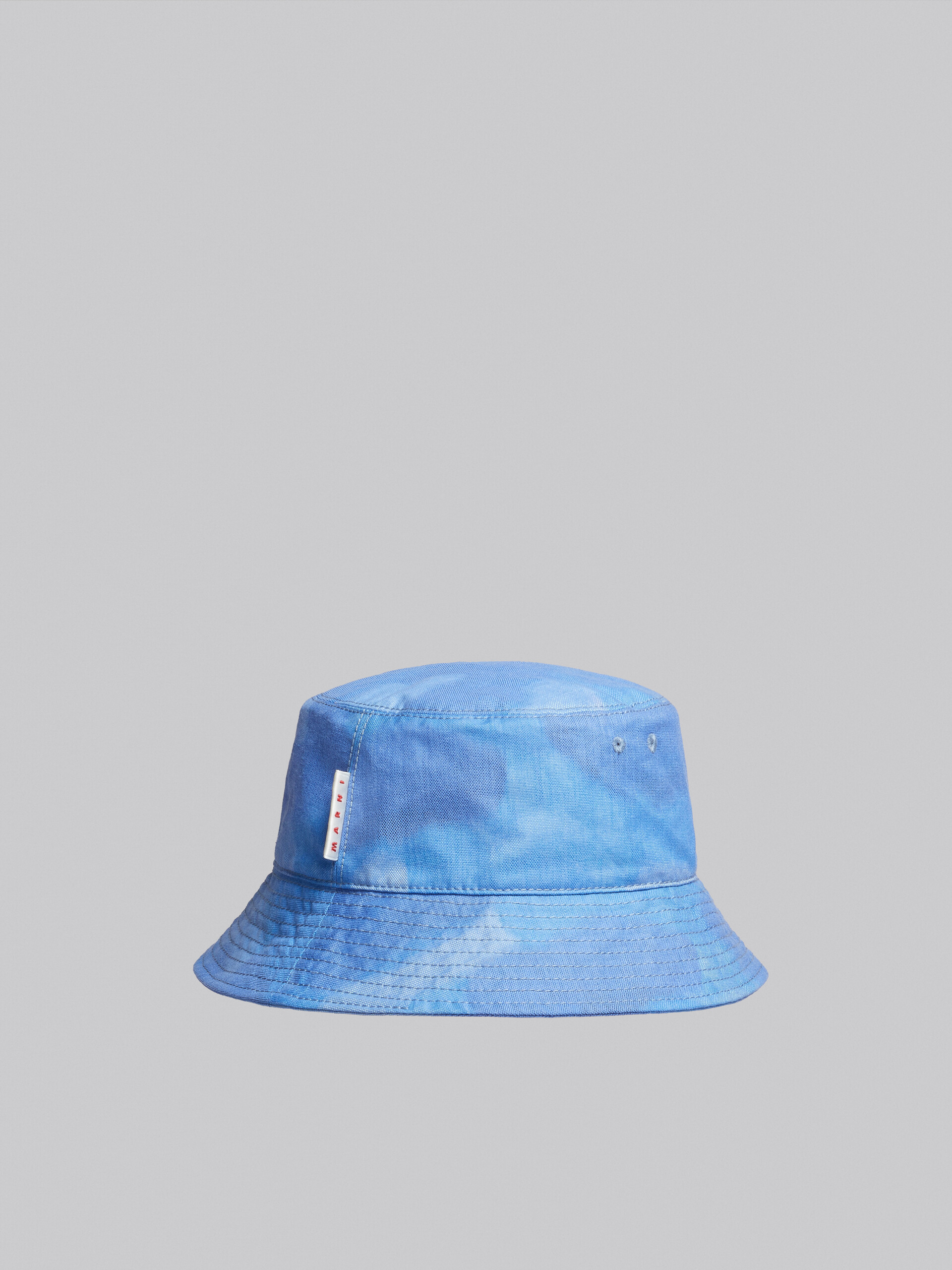 Bucket hat in canvas with light blue Clouds motif - Hats - Image 3