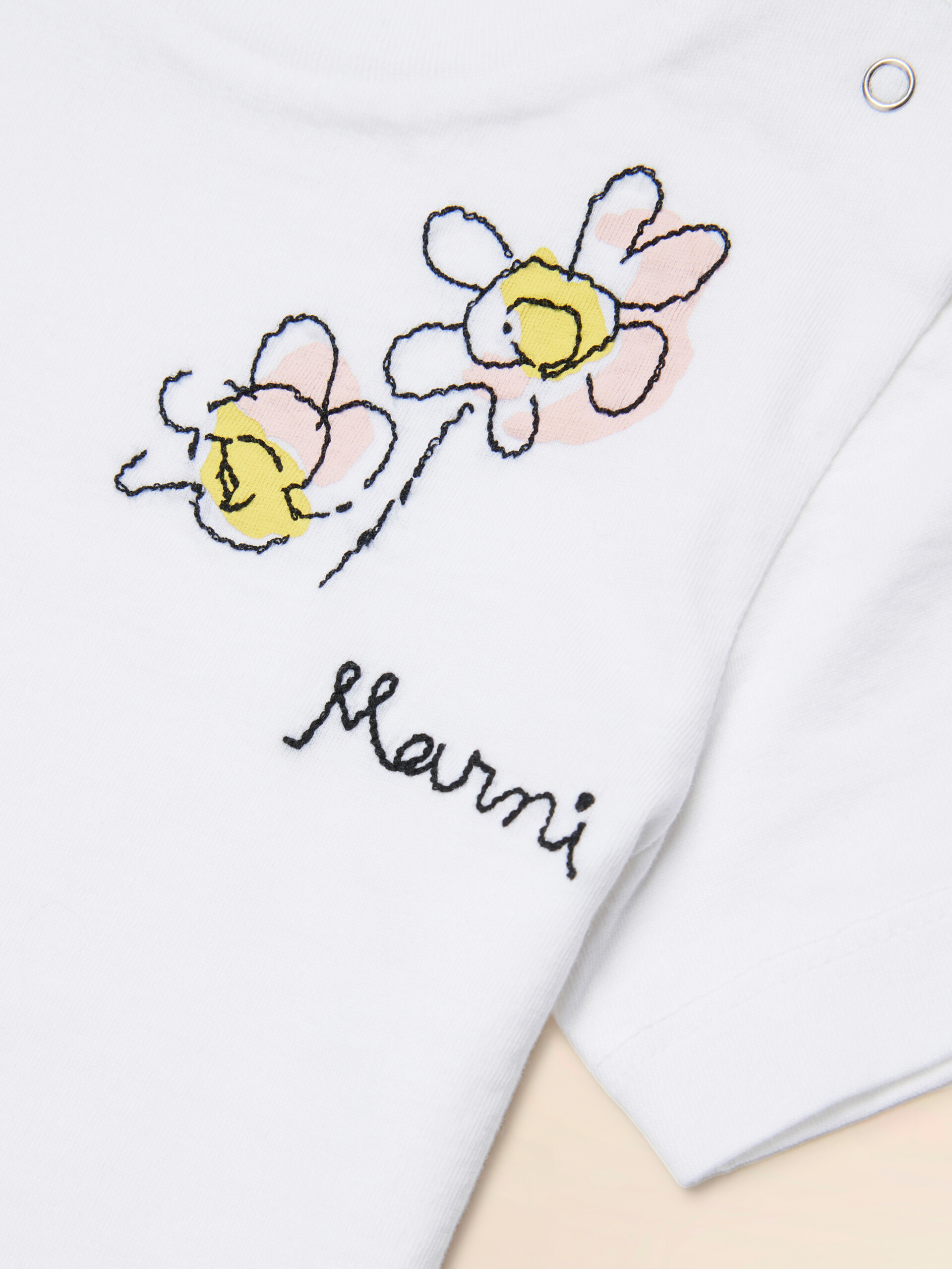 White cotton T-shirt with Camilla embroidery - T-shirts - Image 4