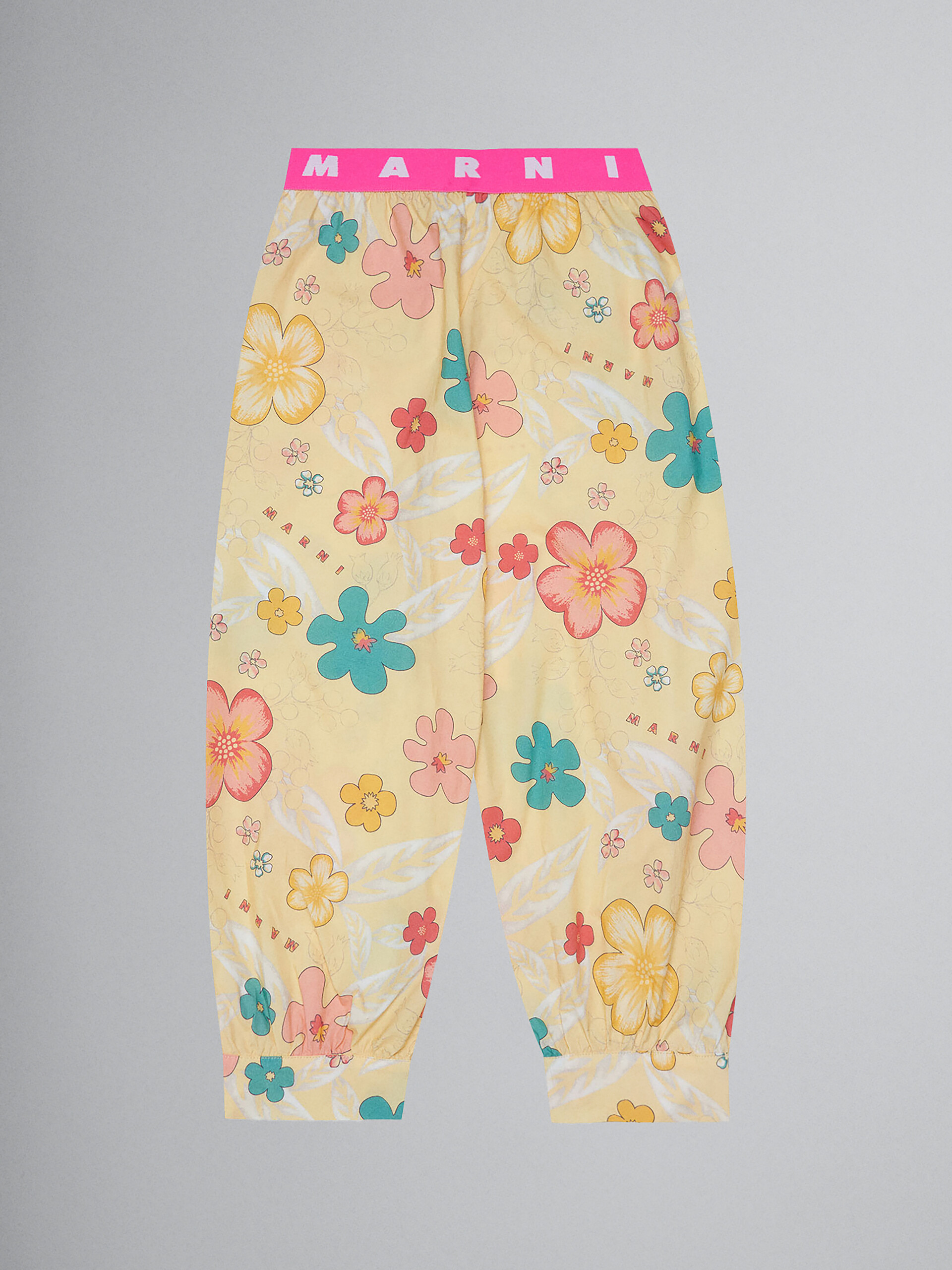 Cream poplin trousers with Honolulu print - Pants - Image 1