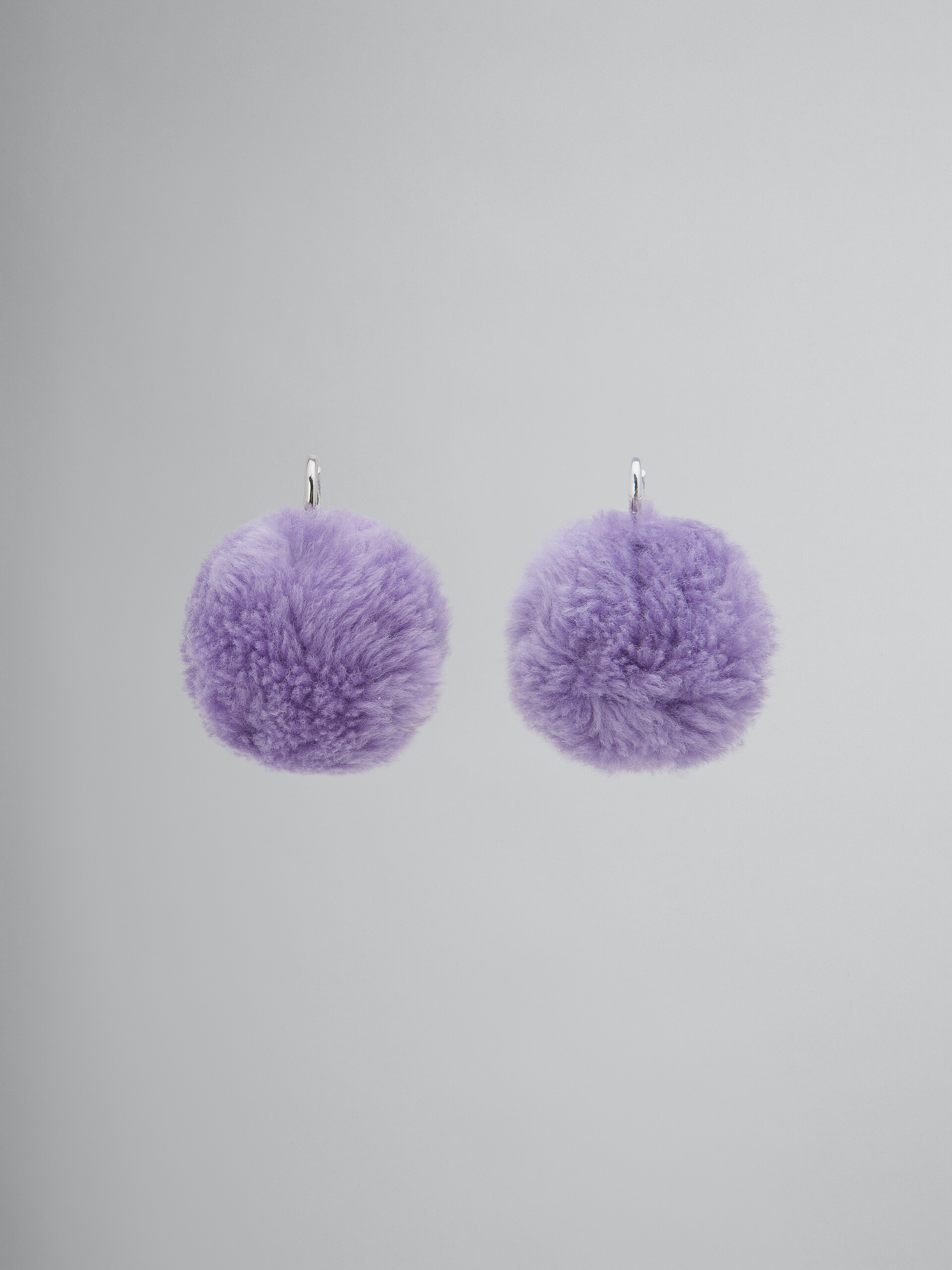 Purple fluffy pom-pom earrings - Earrings - Image 1
