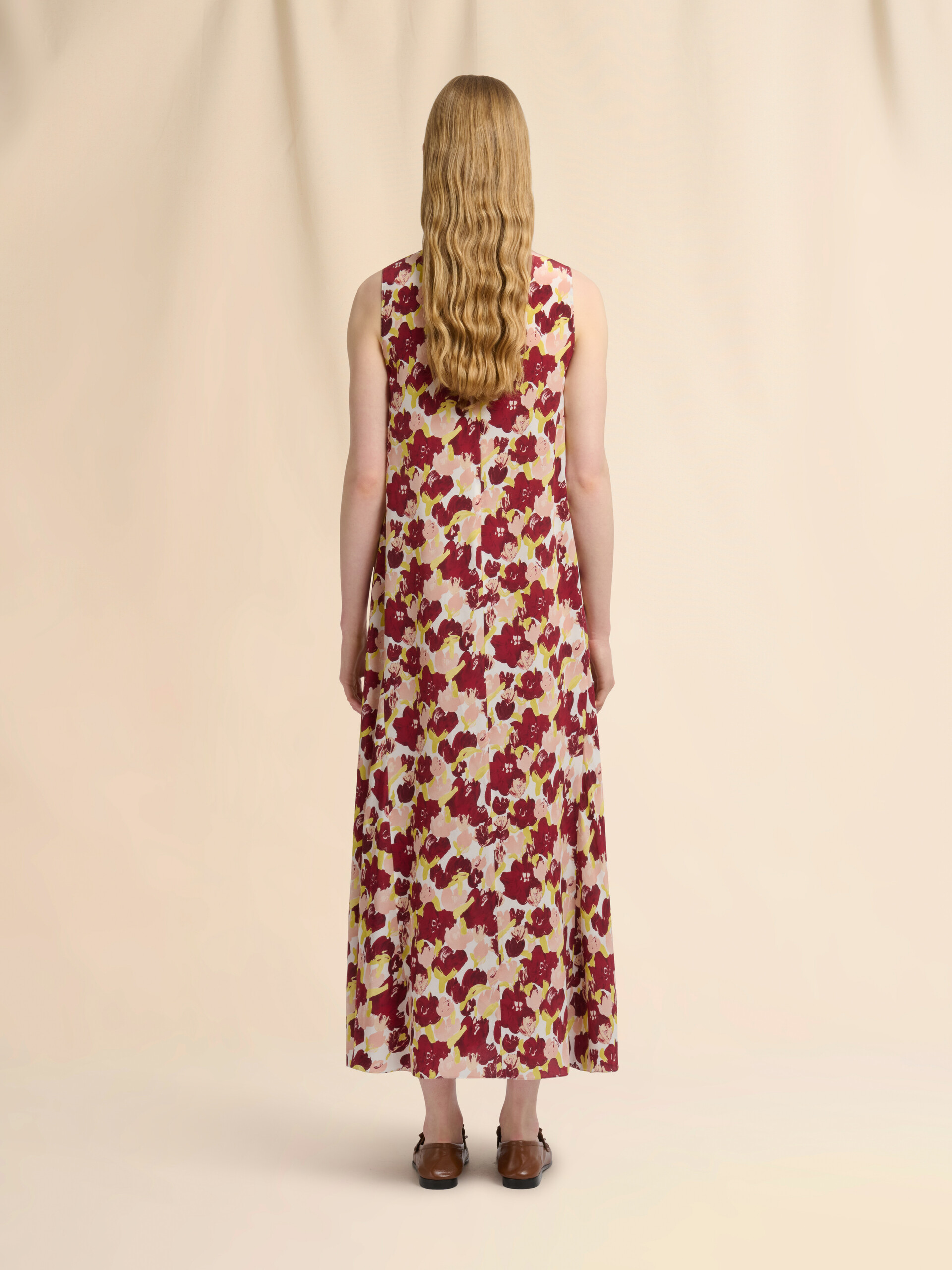 Pink and burgundy silk maxi dress with Secret Bouquet print - Dresses - Image 3