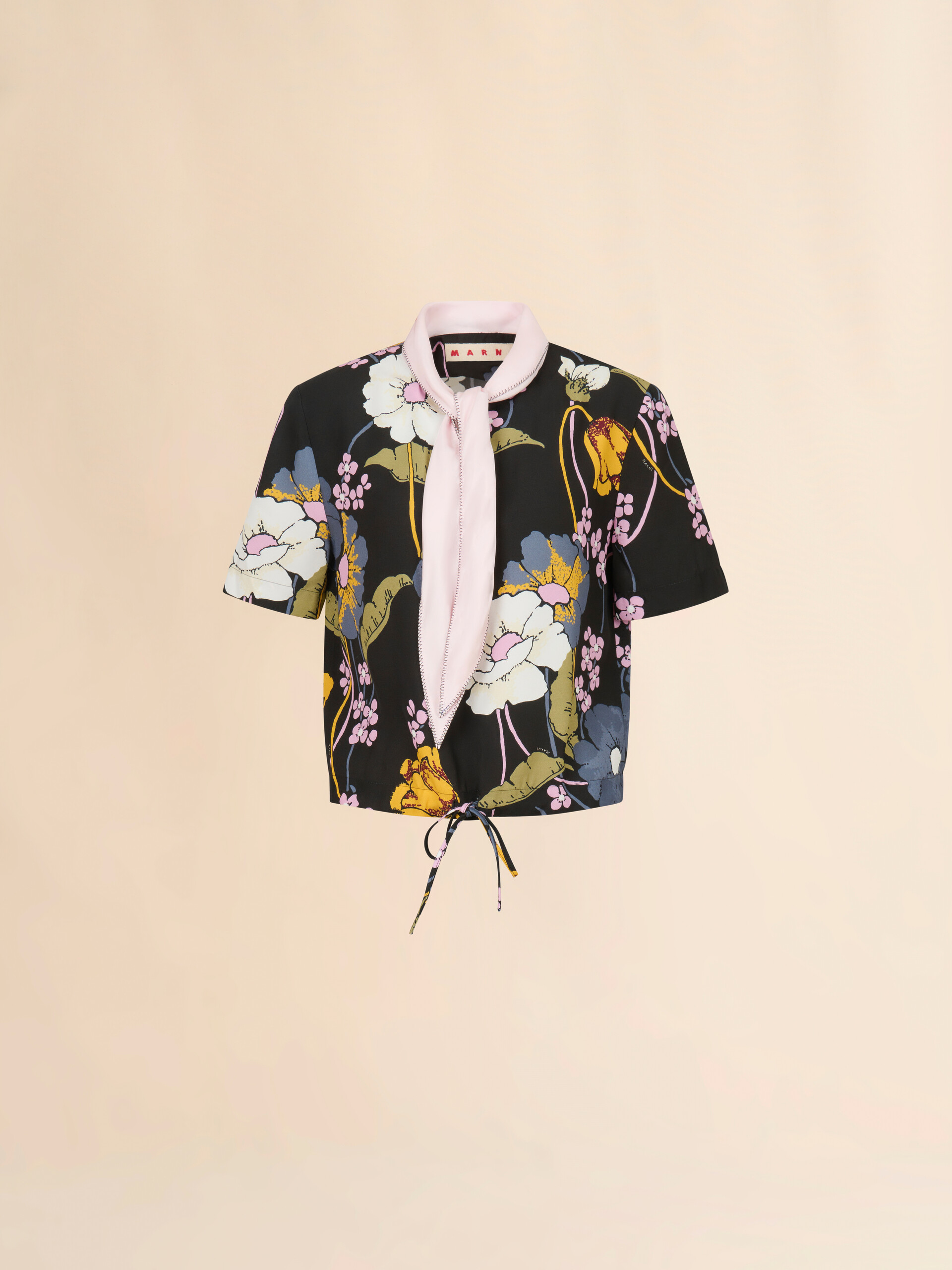 Melodiaプリント ブラック エンヴァースサテントップ - シャツ - Image 1