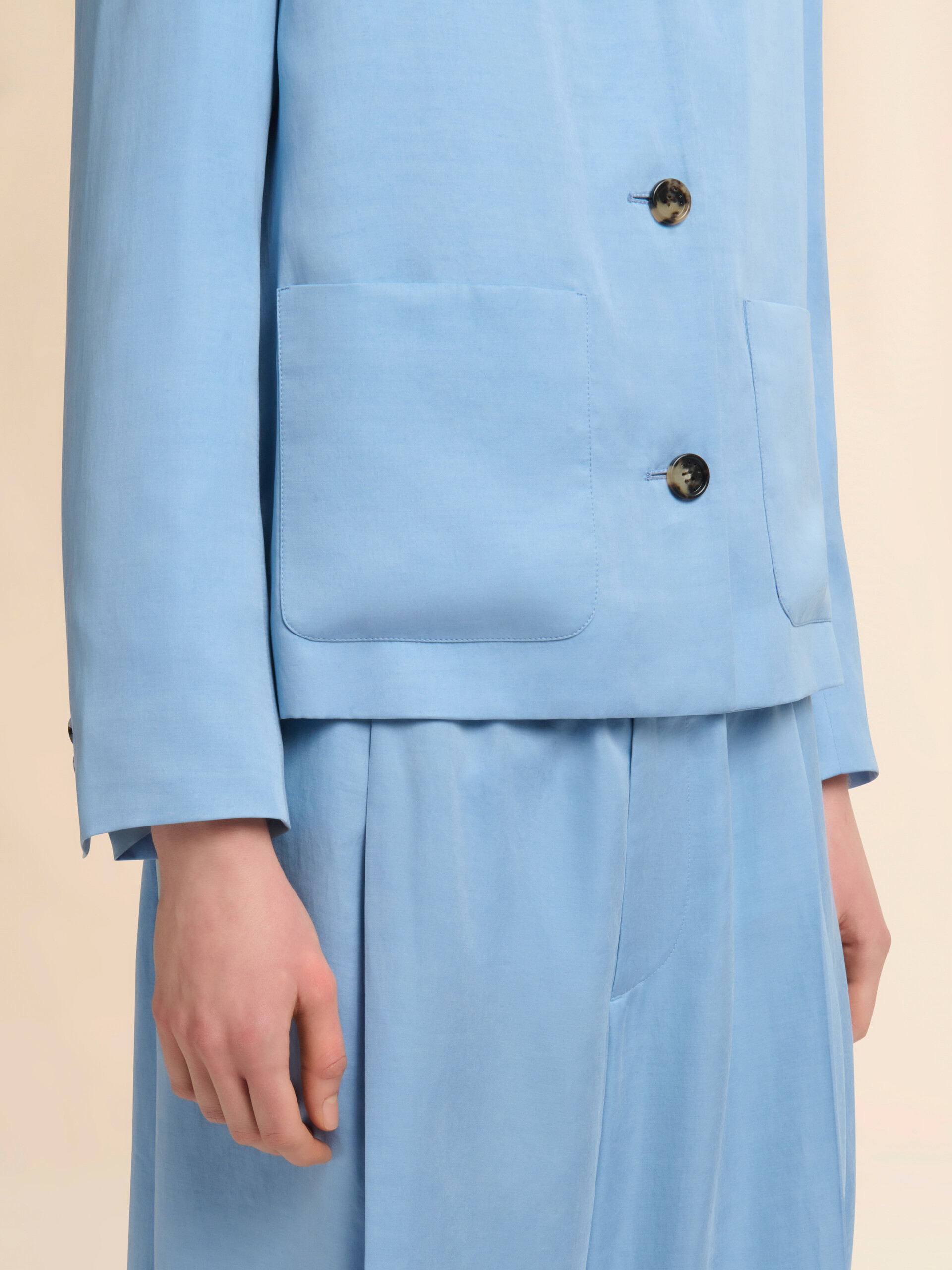 Light blue satin single-breasted jacket - Jackets - Image 5