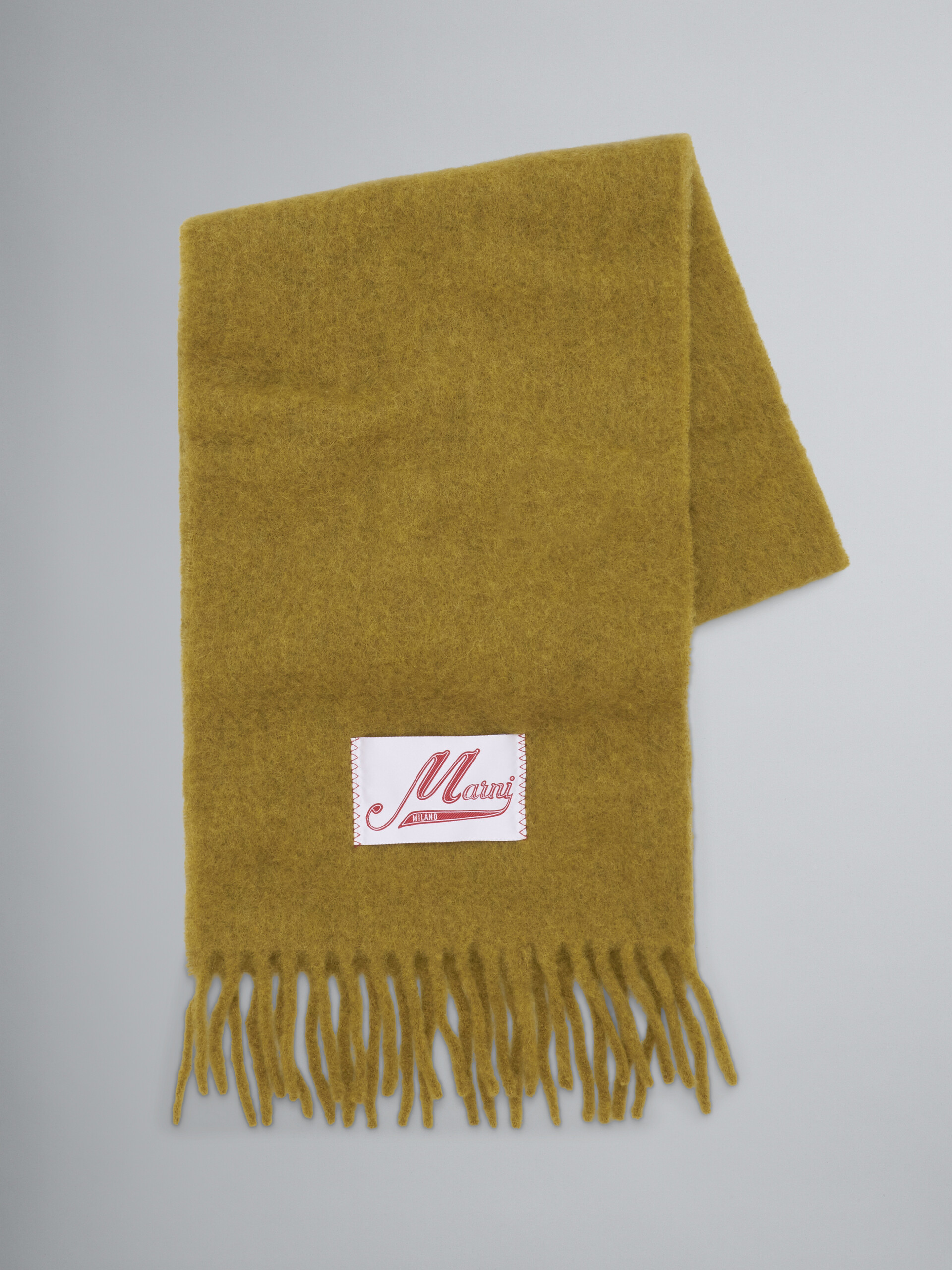 Yellow brushed alpaca scarf with fringes - Scarves - Image 1