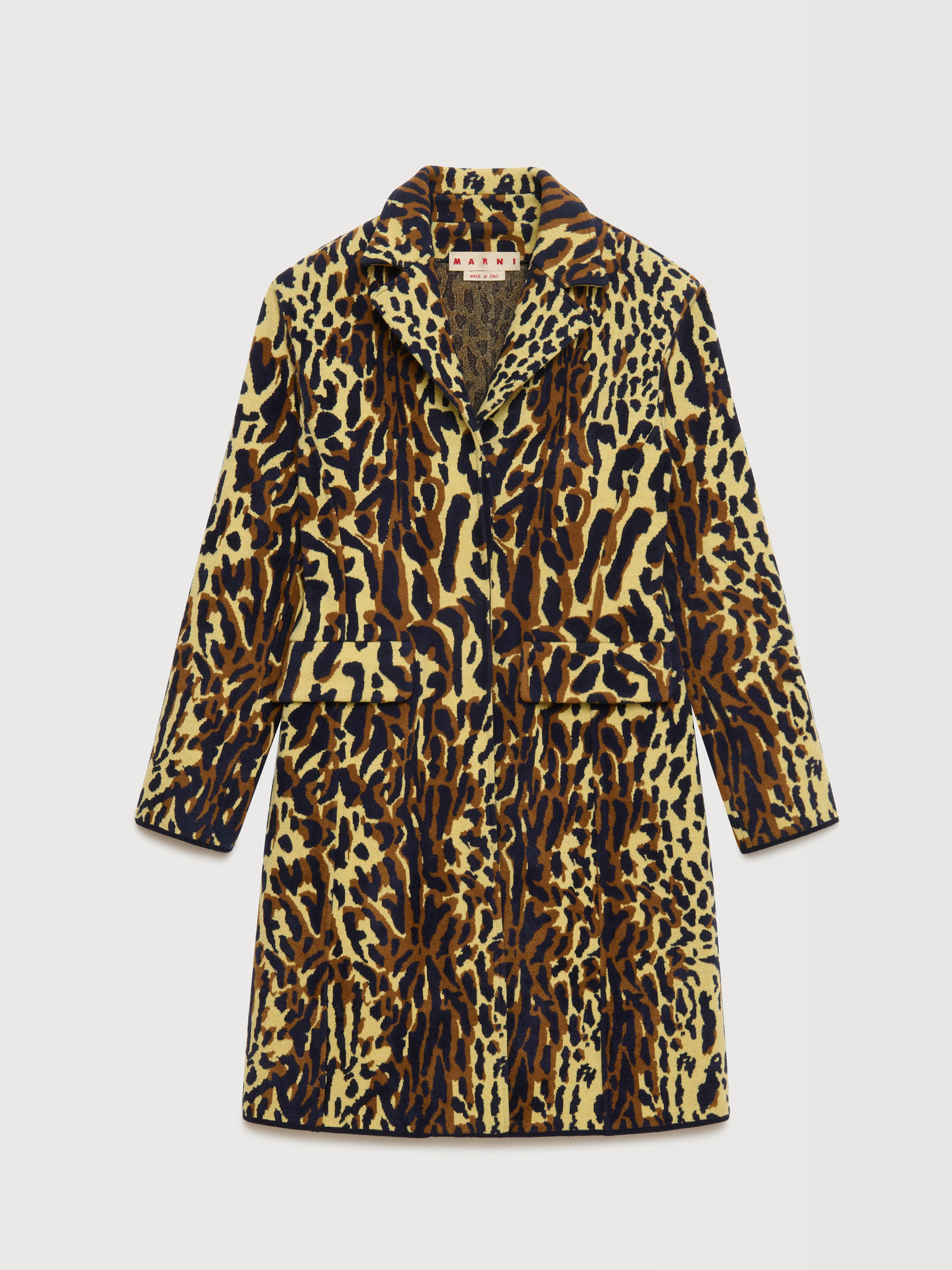 Yellow animalier wool chenille coat - Coats - Image 1
