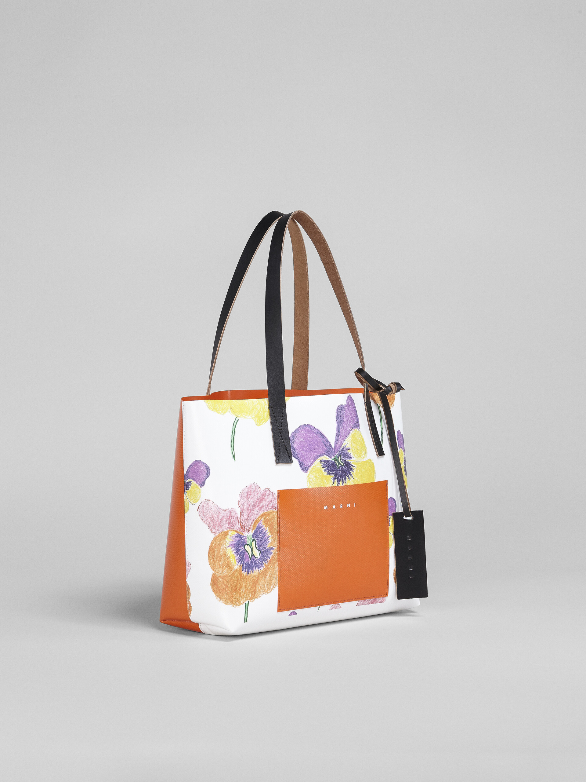 Pansies print PVC EW shopping bag - Shopping Bags - Image 6