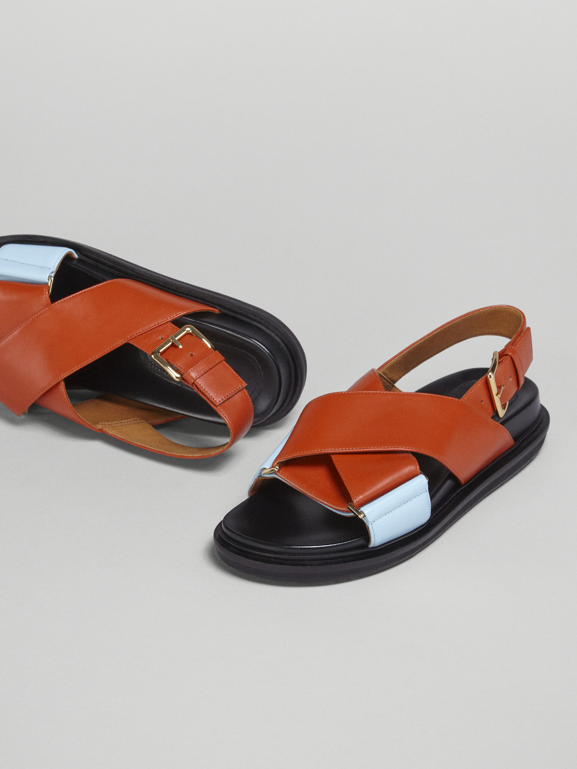 Sky blue and orange leather Fussbett - Sandals - Image 5