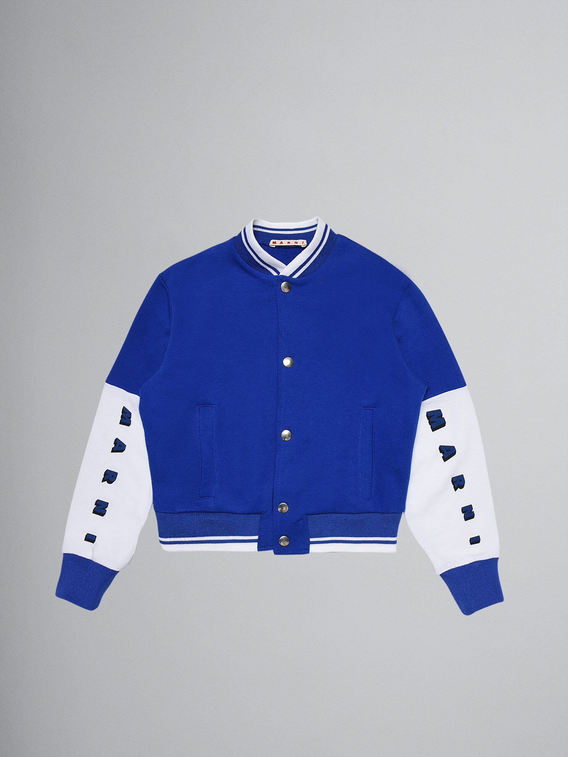 Colour-block blue cotton sweatshirt - Sweaters - Image 1