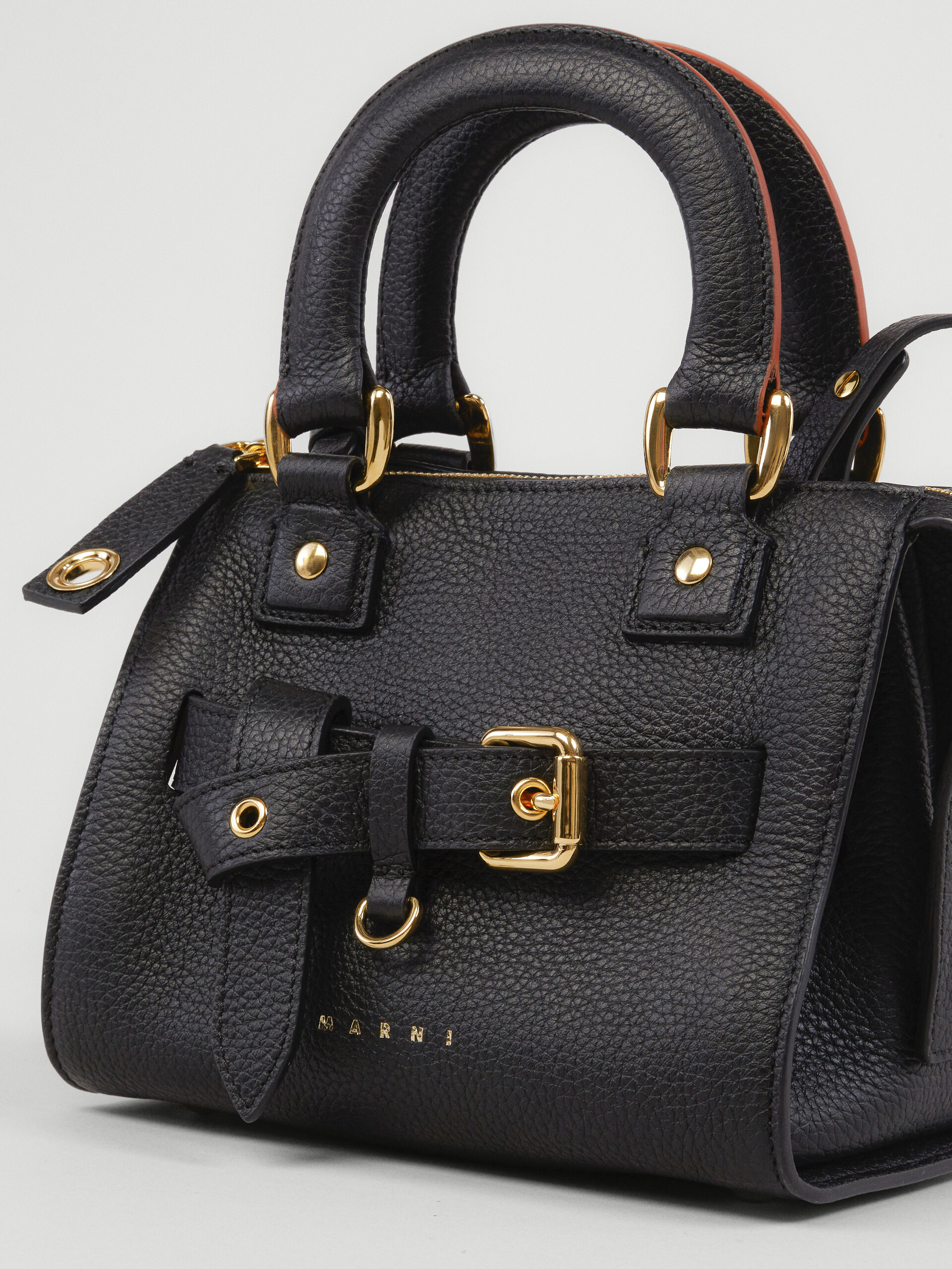 Black grained calf TREASURE mini top handle bag - Handbags - Image 4