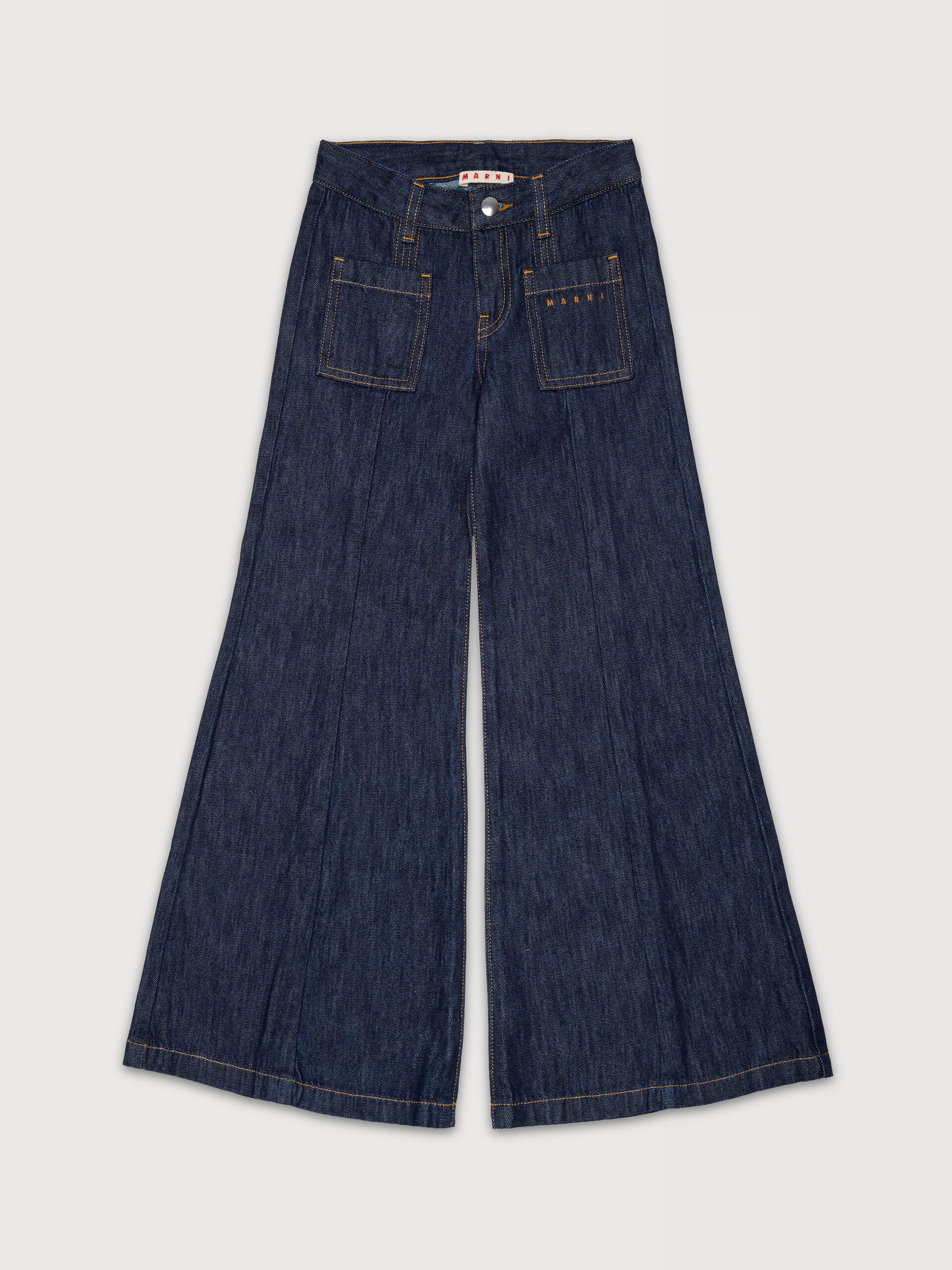 Pantal&oacute;n vaquero de denim de algod&oacute;n azul oscuro con bolsillos de parche - Pantalones - Image 1