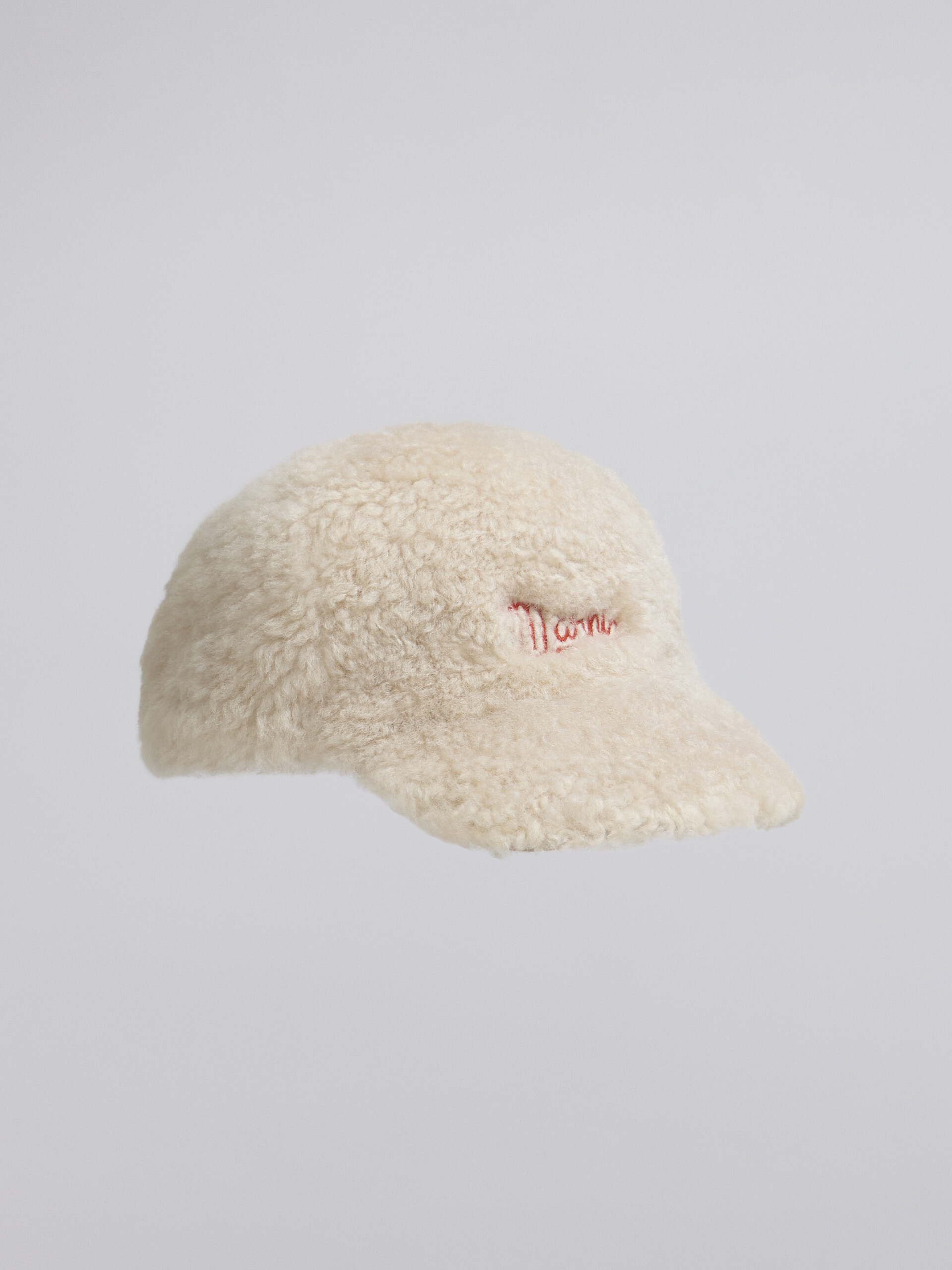 Mütze aus Shearling mit kontrastfarbenem, gesticktem Marni Logo - Hüte - Image 1