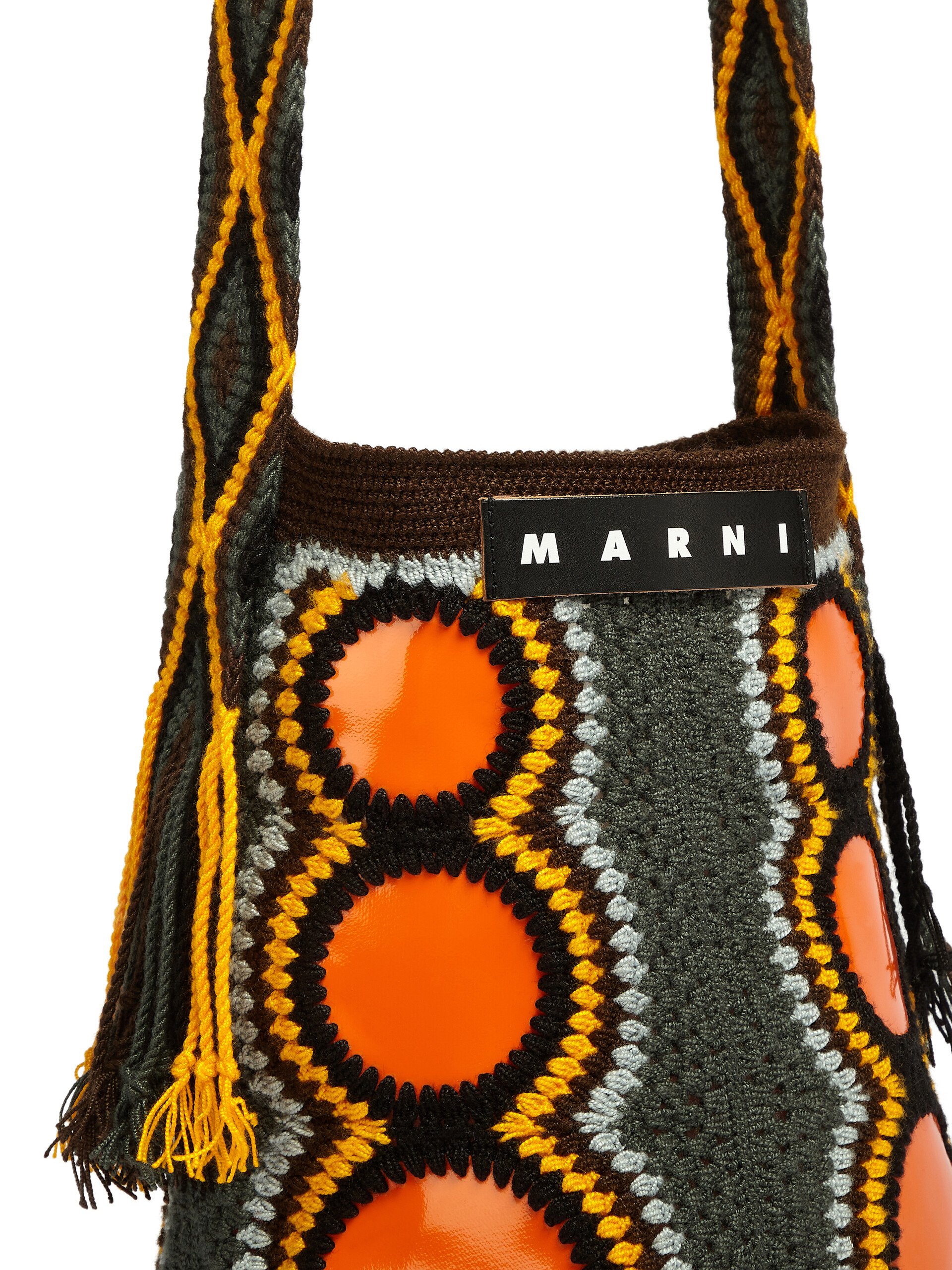 MARNI MARKET bag in green and orange technical wool | Marni