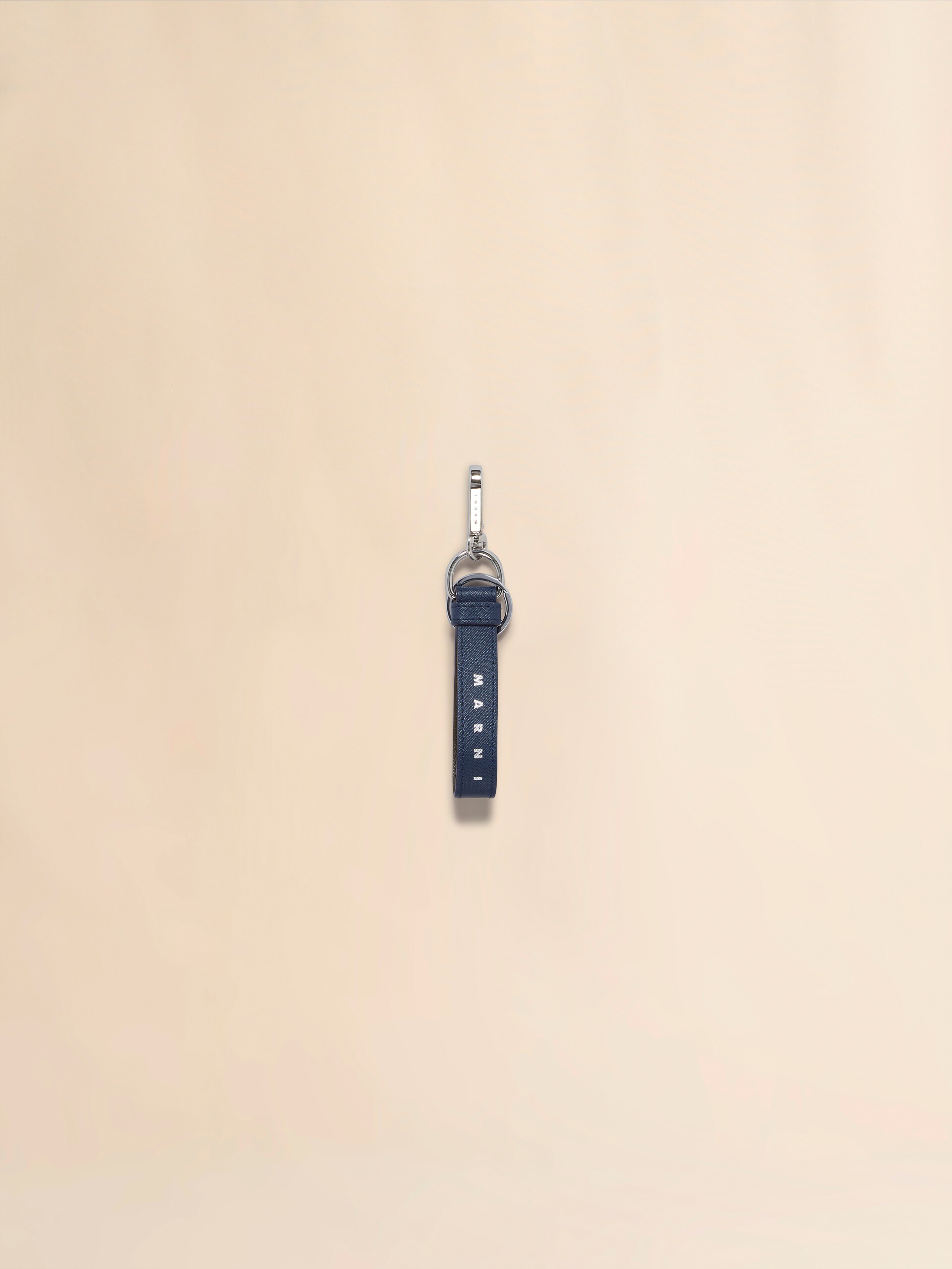 Deep blue and green Saffiano leather keyring - Key Rings - Image 1