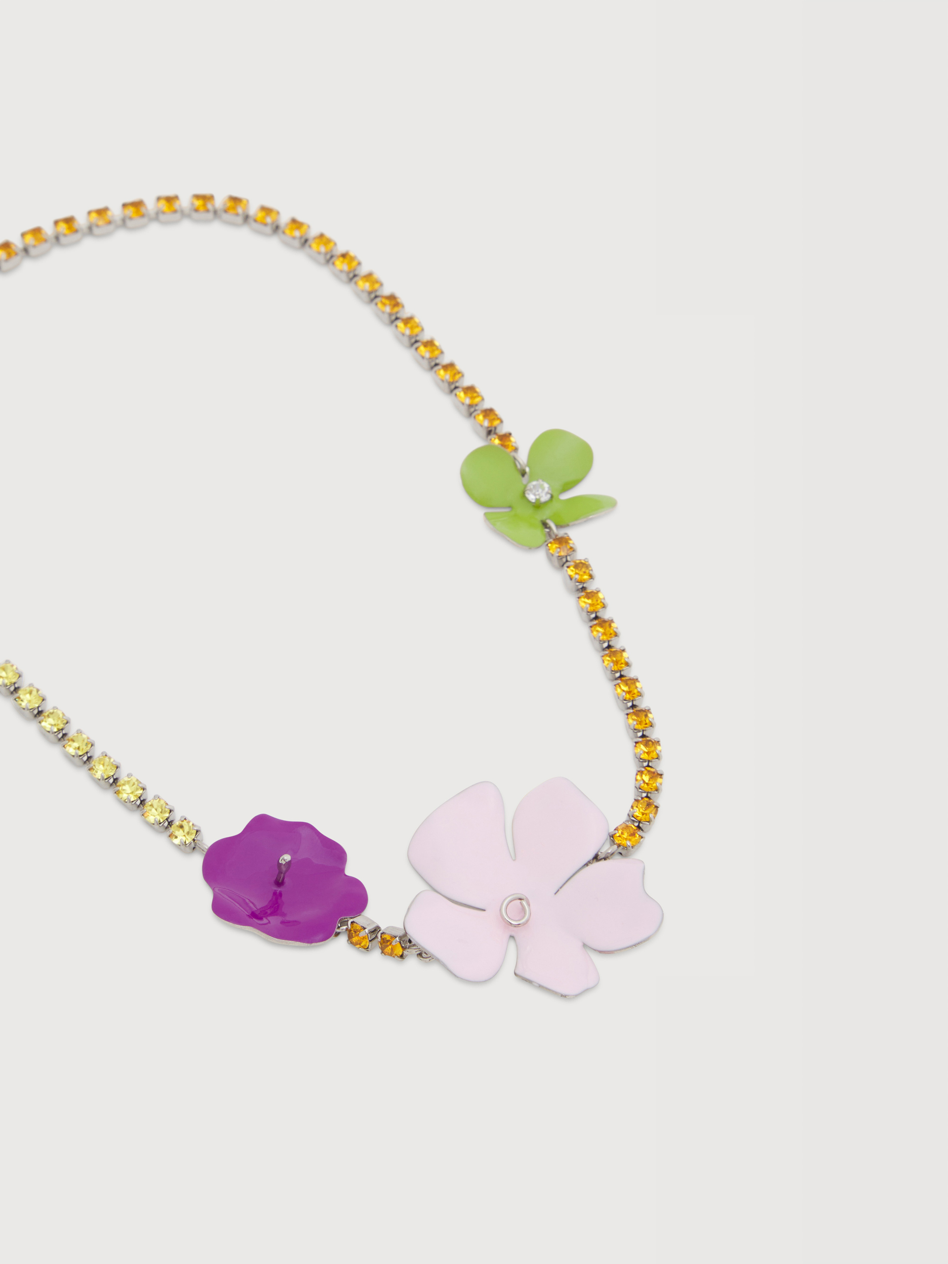 Pink enamel flower rhinestone necklace - Necklaces - Image 2