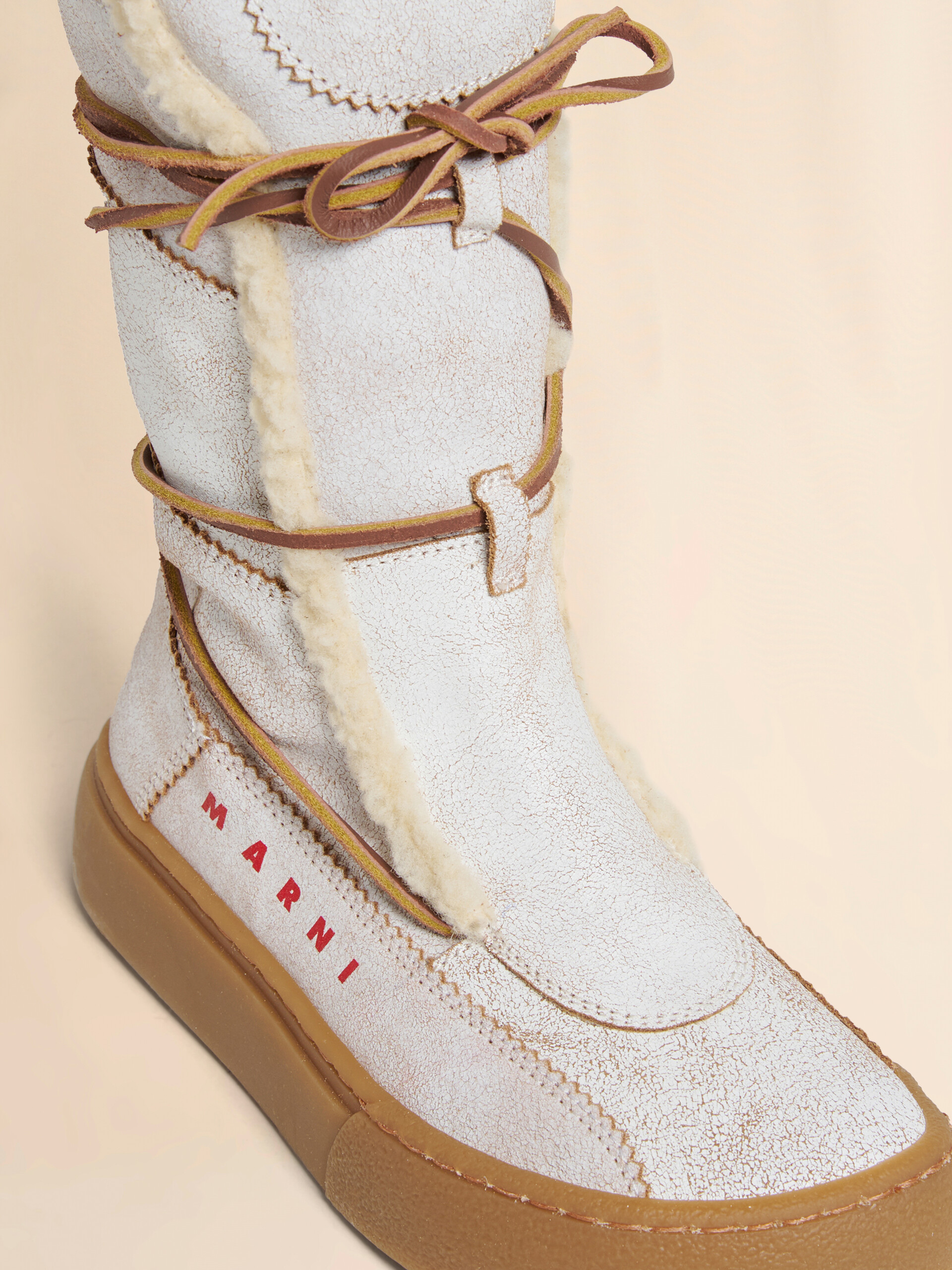 White sheepskin winter boot - Sneakers - Image 4