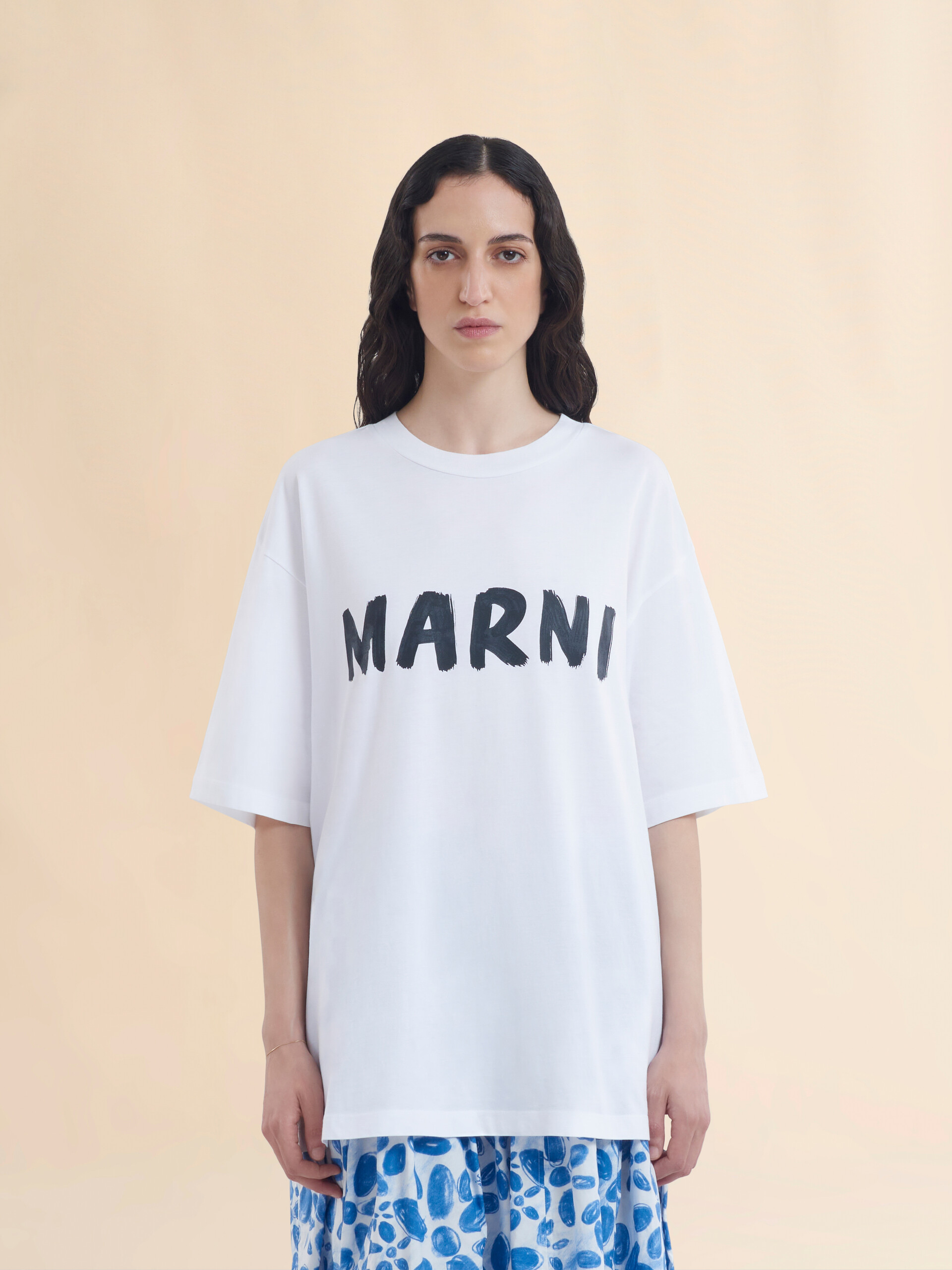 Blue organic cotton T-shirt with logo - T-shirts - Image 2