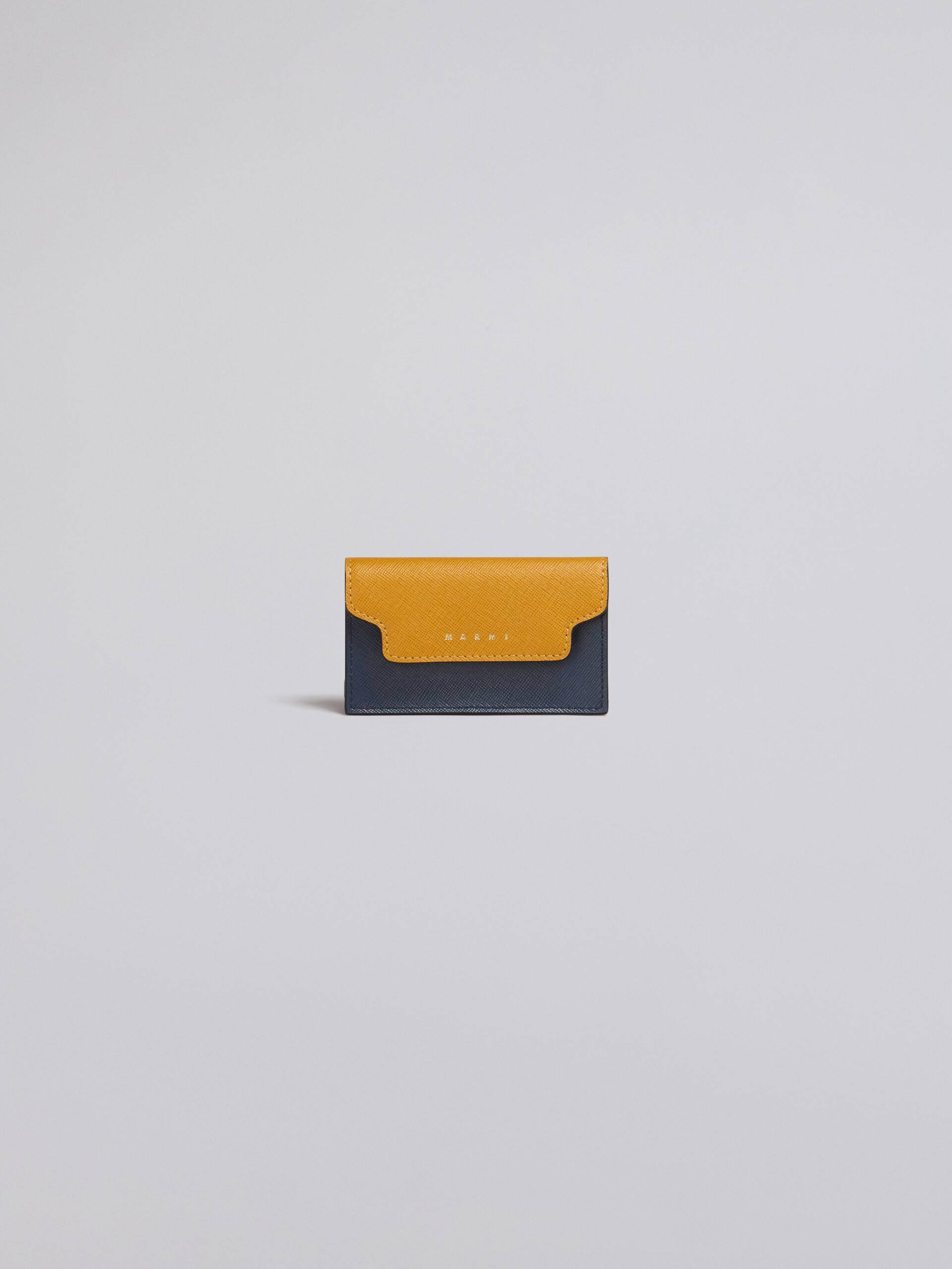 Visitenkartenetui aus orangefarbenem, rosafarbenem und blauem Saffiano-Kalbsleder - Brieftaschen - Image 1