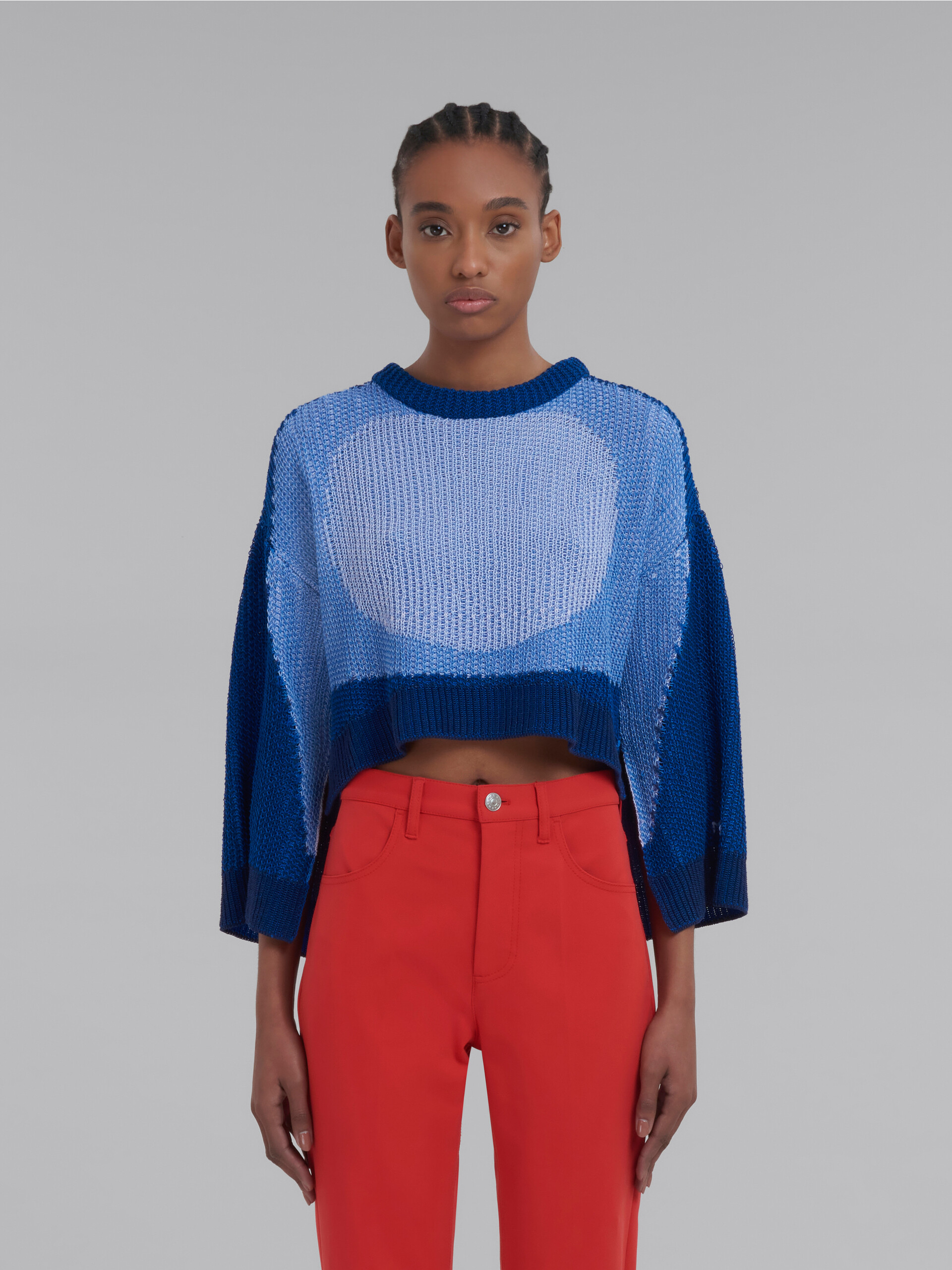 Blue cotton jumper with kimono sleeves - Pullovers - Image 2