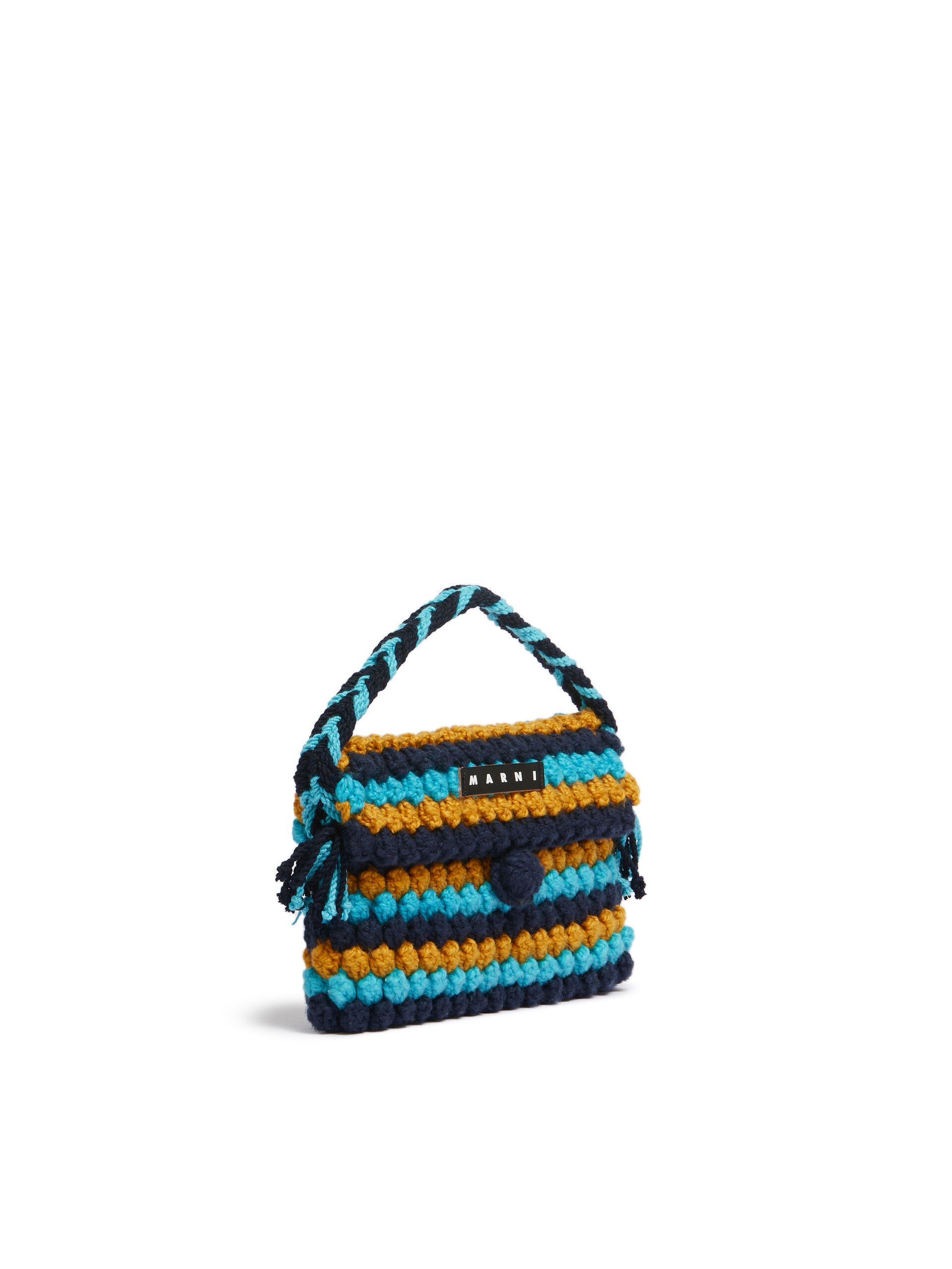 Borsa A Mano Marni Market Bread In Crochet A Righe Blu - Borse shopping - Image 2